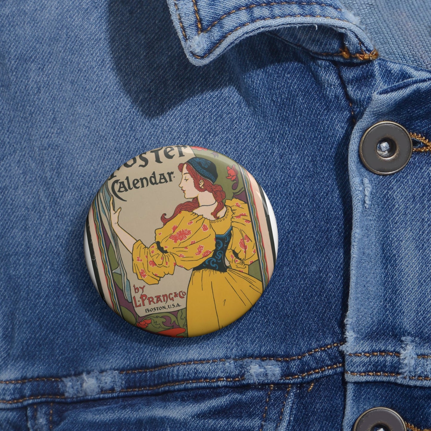 Louis Rhead - Poster calendar by L. Prang & Co. (2015646912) Pin Buttons with Crisp Design