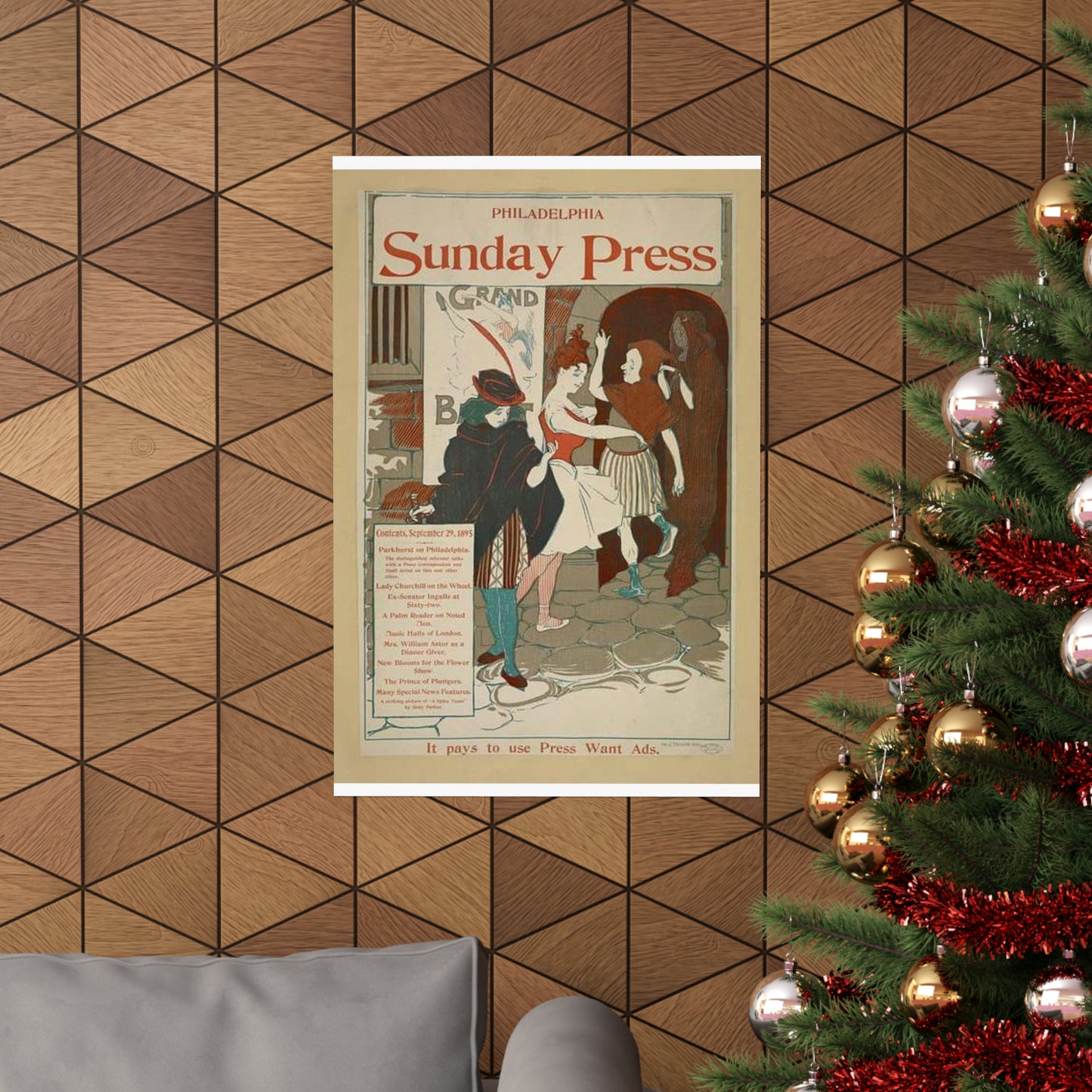 Philadelphia Sunday press. September 29, 1895. High Quality Matte Wall Art Poster for Home, Office, Classroom