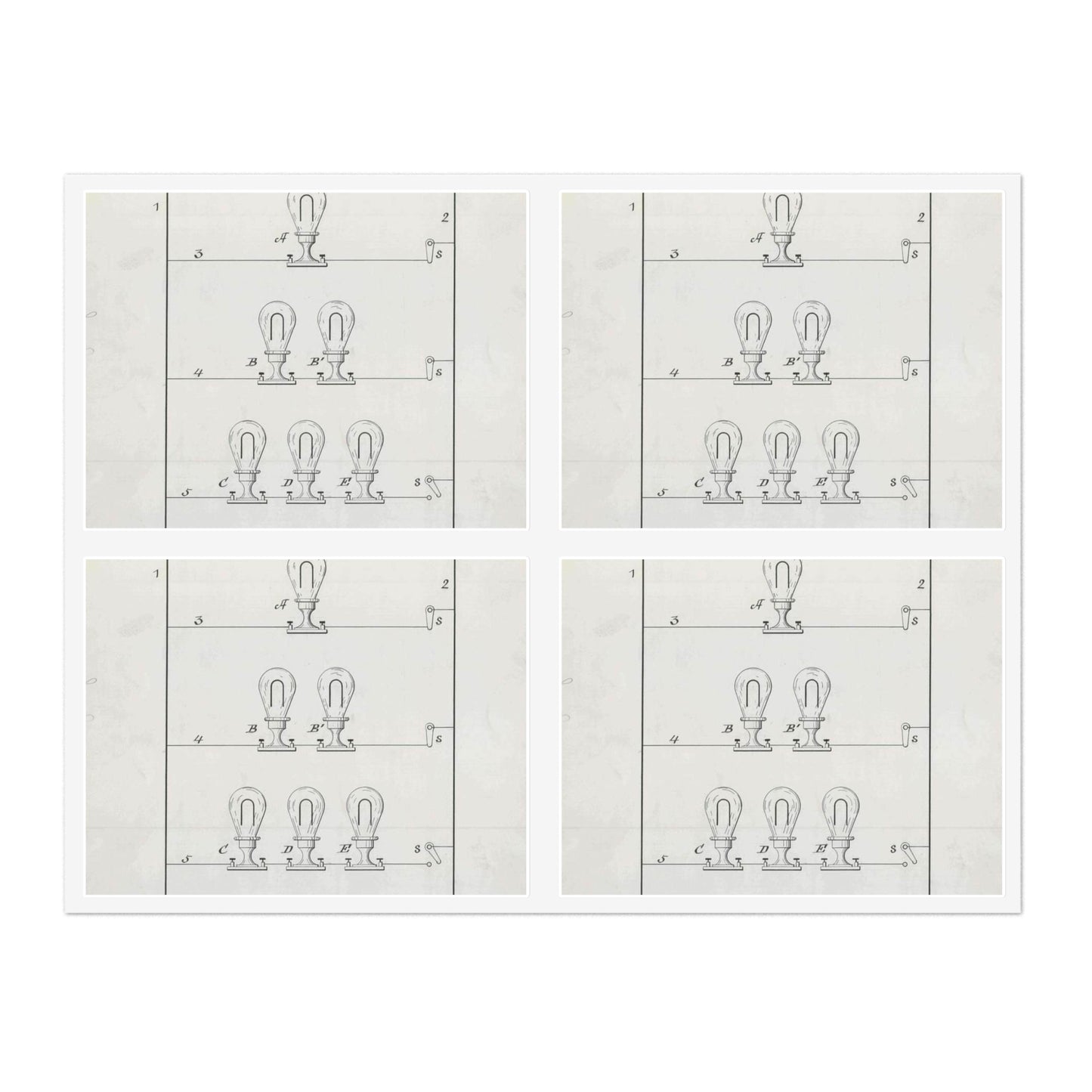 Patent drawing - for T. A. Edison's Electric Lighting Public domain image Laminated UV Protective Vinyl Stickers