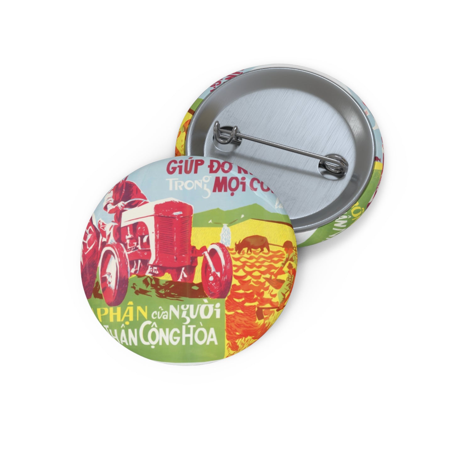 Army Helps People, United States information service propaganda Pin Buttons with Crisp Design