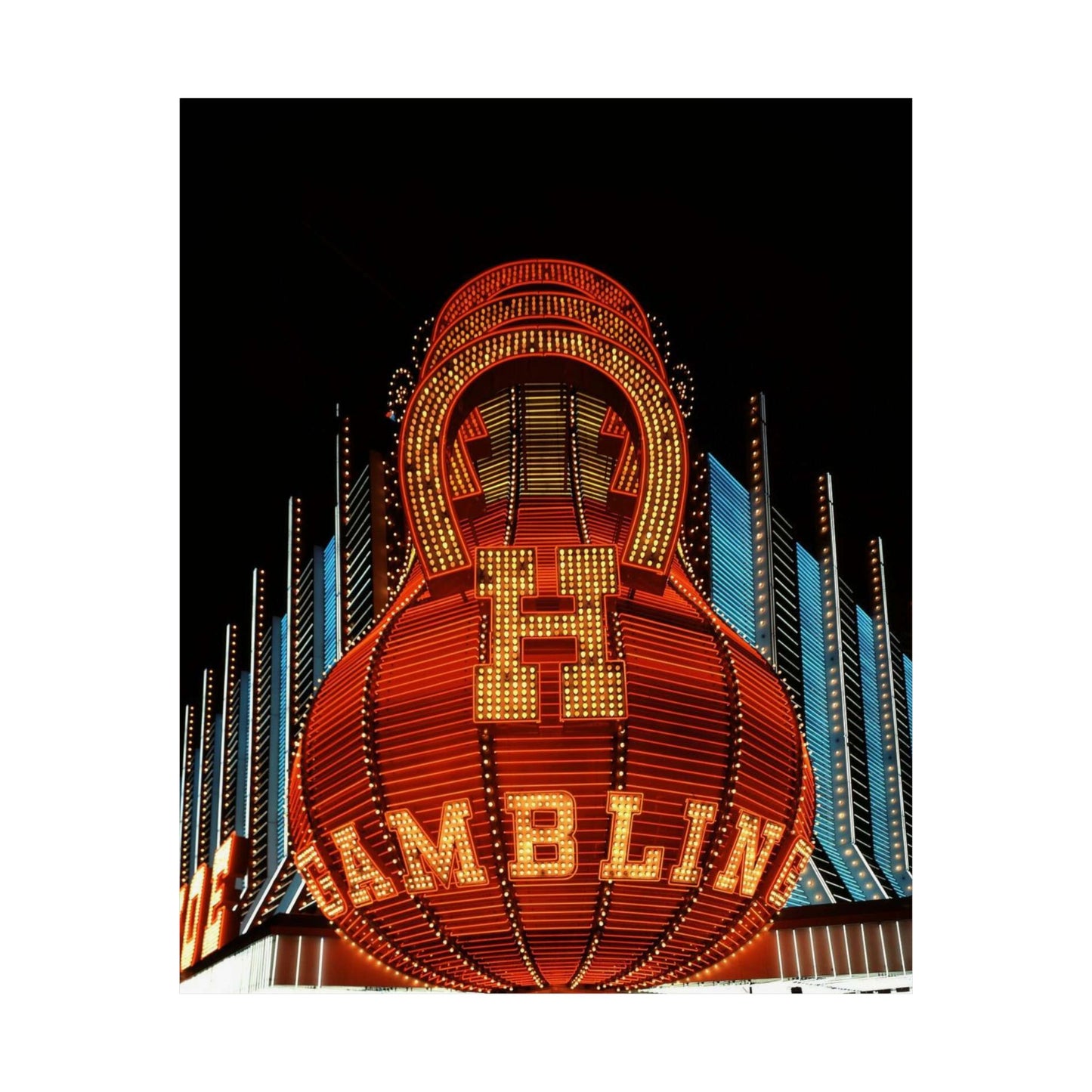 Neon sign at the Horseshoe Casino, Las Vegas, Nevada High Quality Matte Wall Art Poster for Home, Office, Classroom