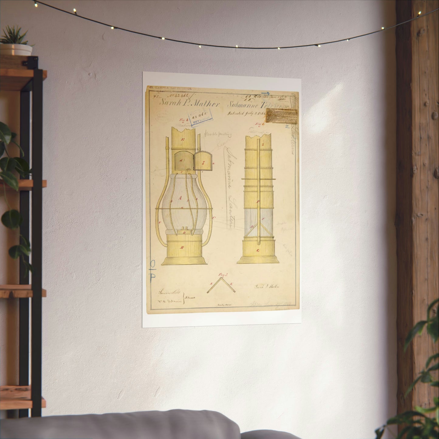 Patent drawing - Drawing of Submarine Telescope Public domain image High Quality Matte Wall Art Poster for Home, Office, Classroom