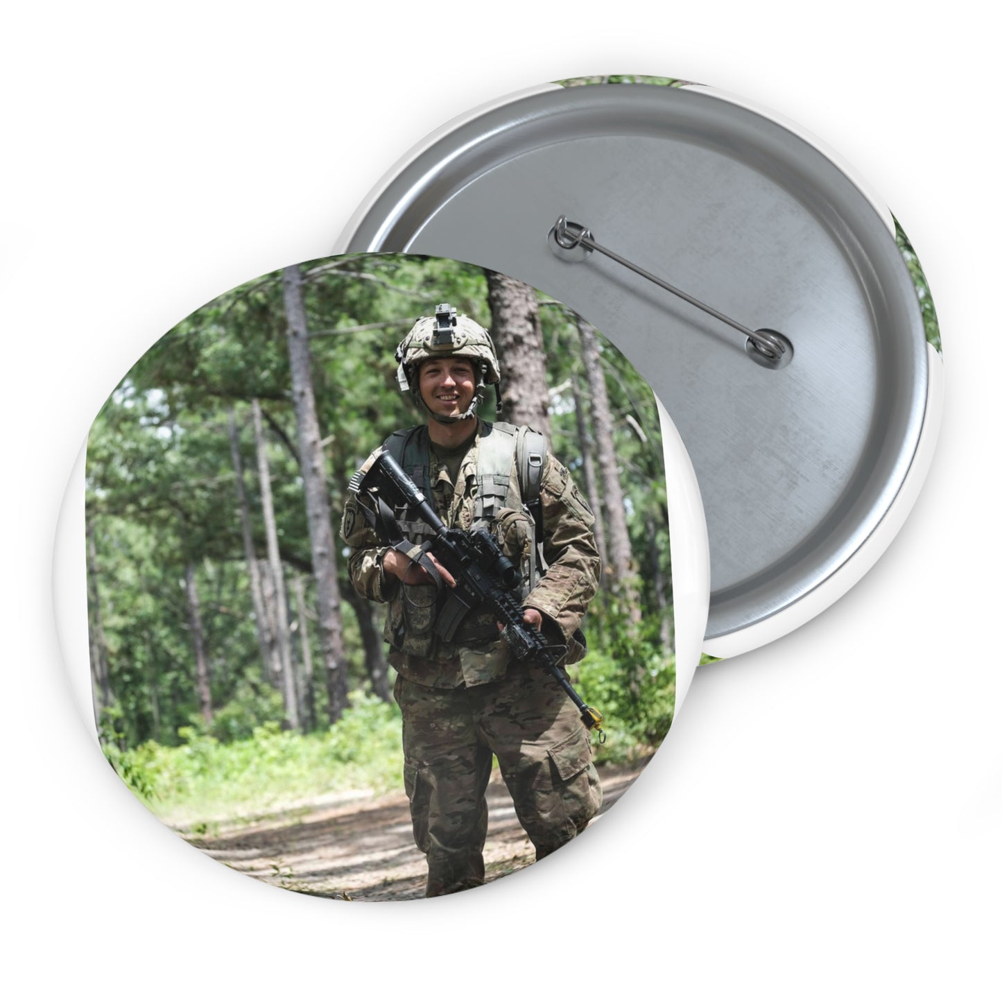 1st Lt. Jamieson Barnes an officer with Headquarters, Pin Buttons with Crisp Design