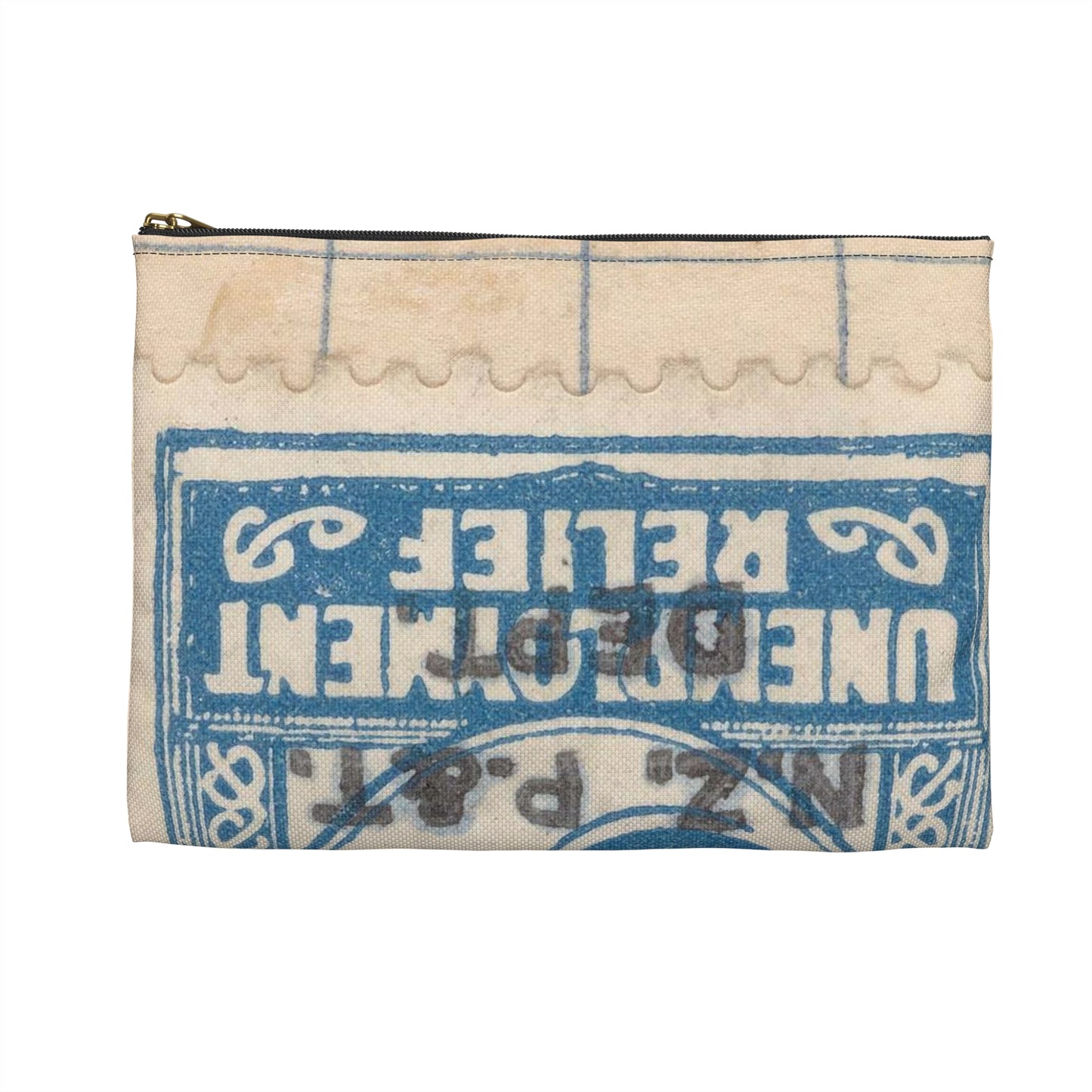 Six penny Unemployment Relief stamp overprinted 'Specimen' Large Organizer Pouch with Black Zipper