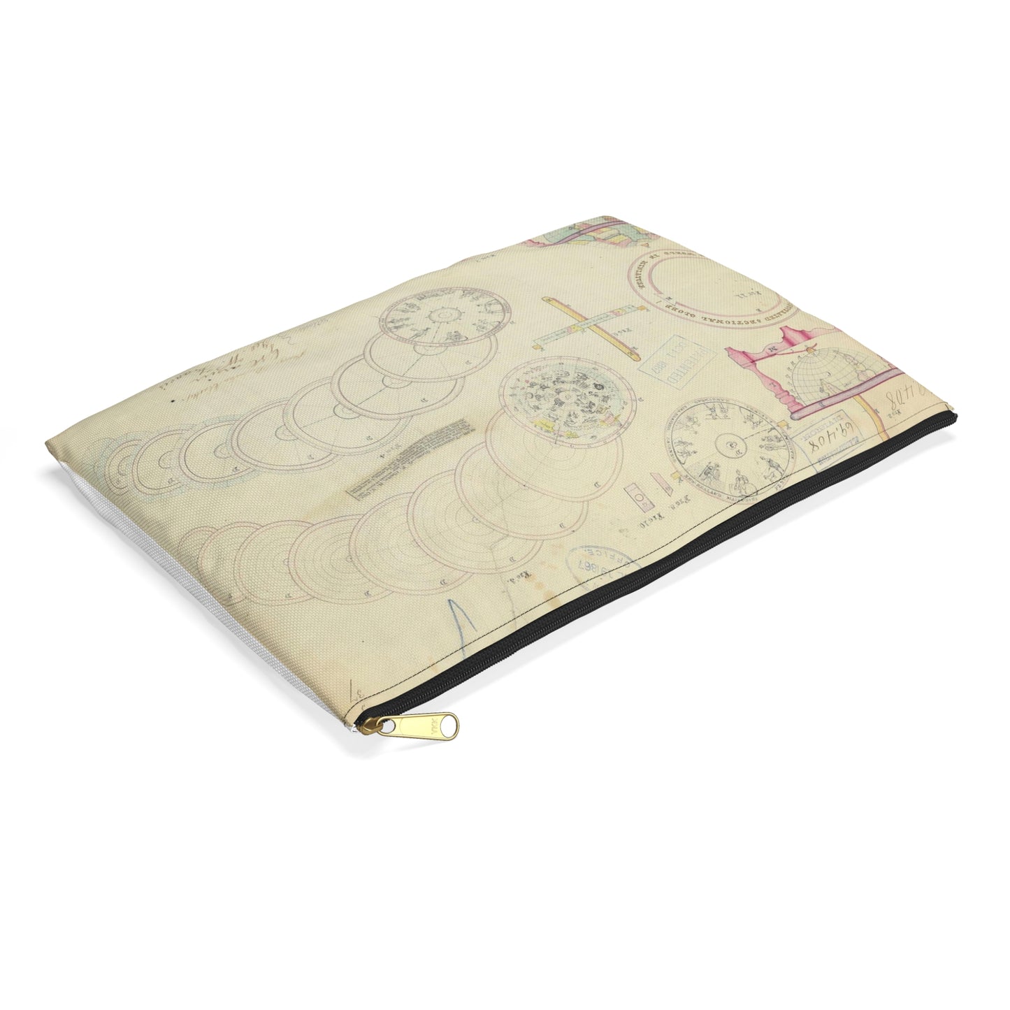 Patent drawing - Drawing of a Terrestrial Globe Public domain image Large Organizer Pouch with Black Zipper