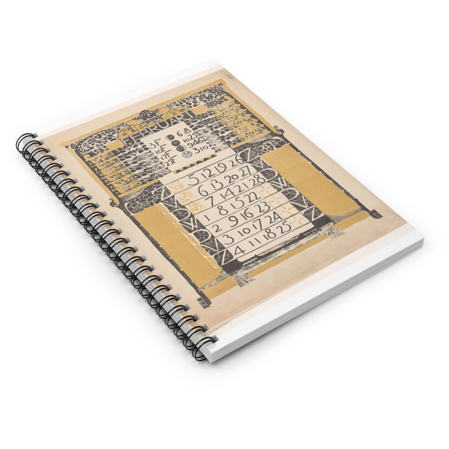 Gerrit Willem Dijsselhof - Kalenderblad februari 1899, RP-P-OB-16.839 Spiral Bound Ruled Notebook with Printed Cover
