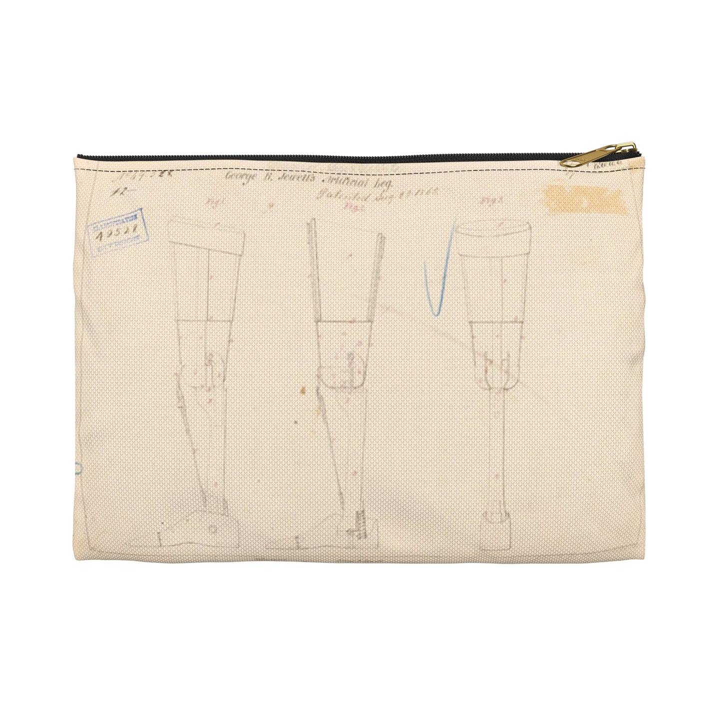 Patent drawing - Drawing of Artificial Leg Public domain image Large Organizer Pouch with Black Zipper
