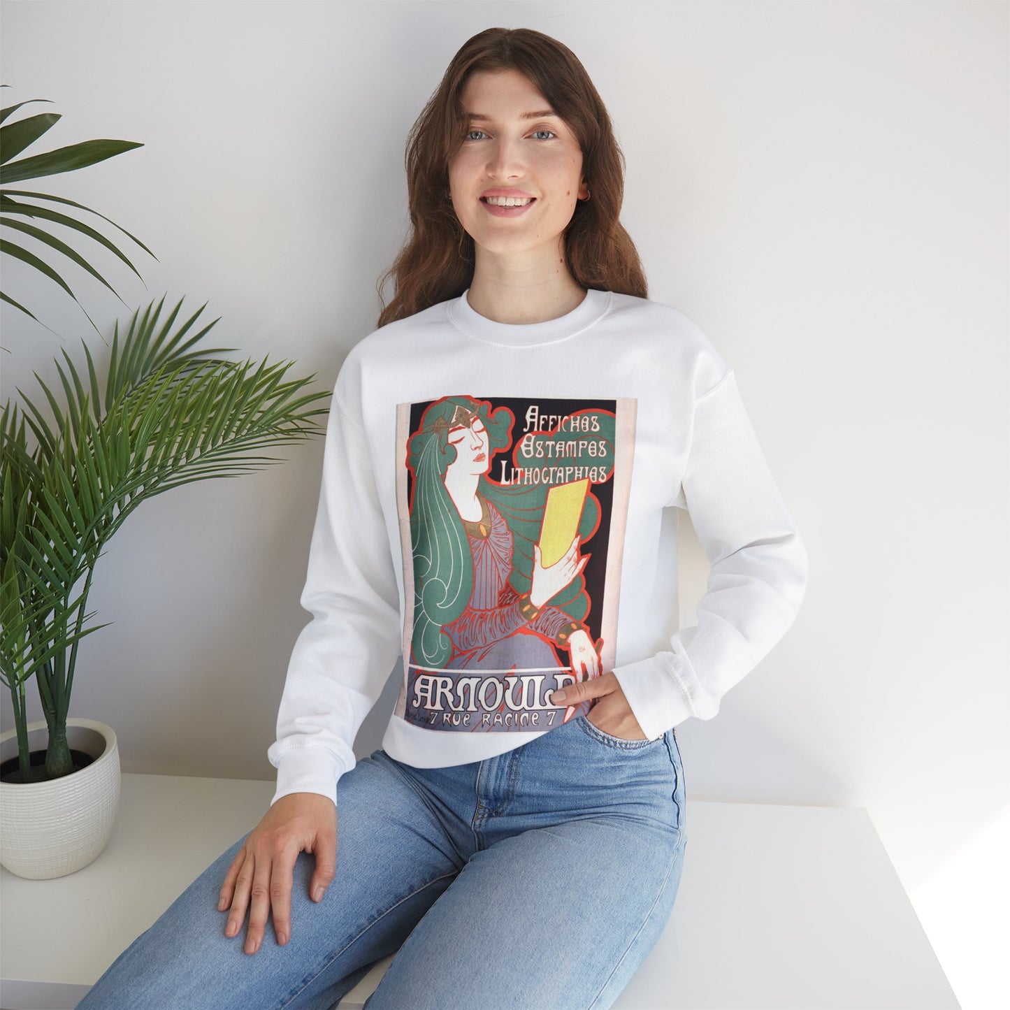Affiches estampes lithographies poster White Heavy Blend Adult Crew Neck SweatShirt