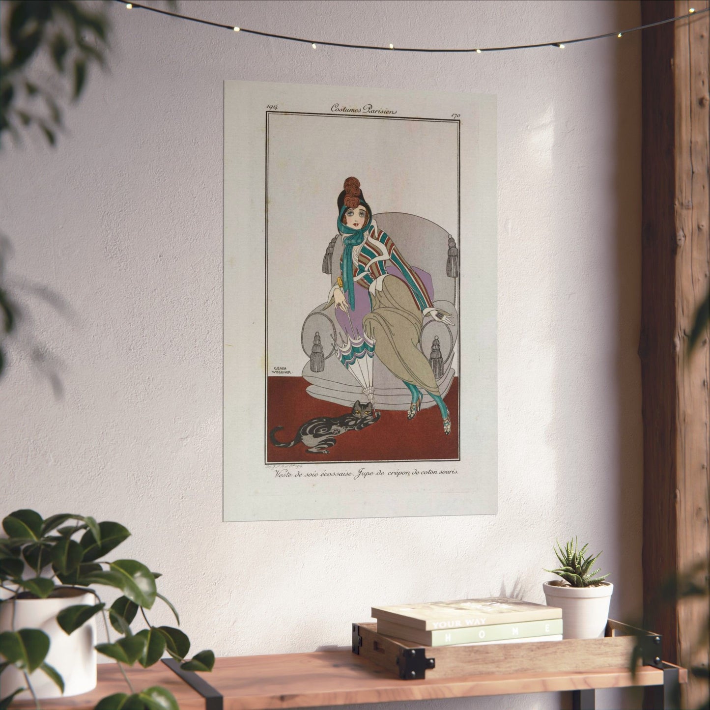 Jacket and skirt (Veste de soie écossaise. Jupe de crépon de coton souris) (CBL WEp 0946) High Quality Matte Wall Art Poster for Home, Office, Classroom