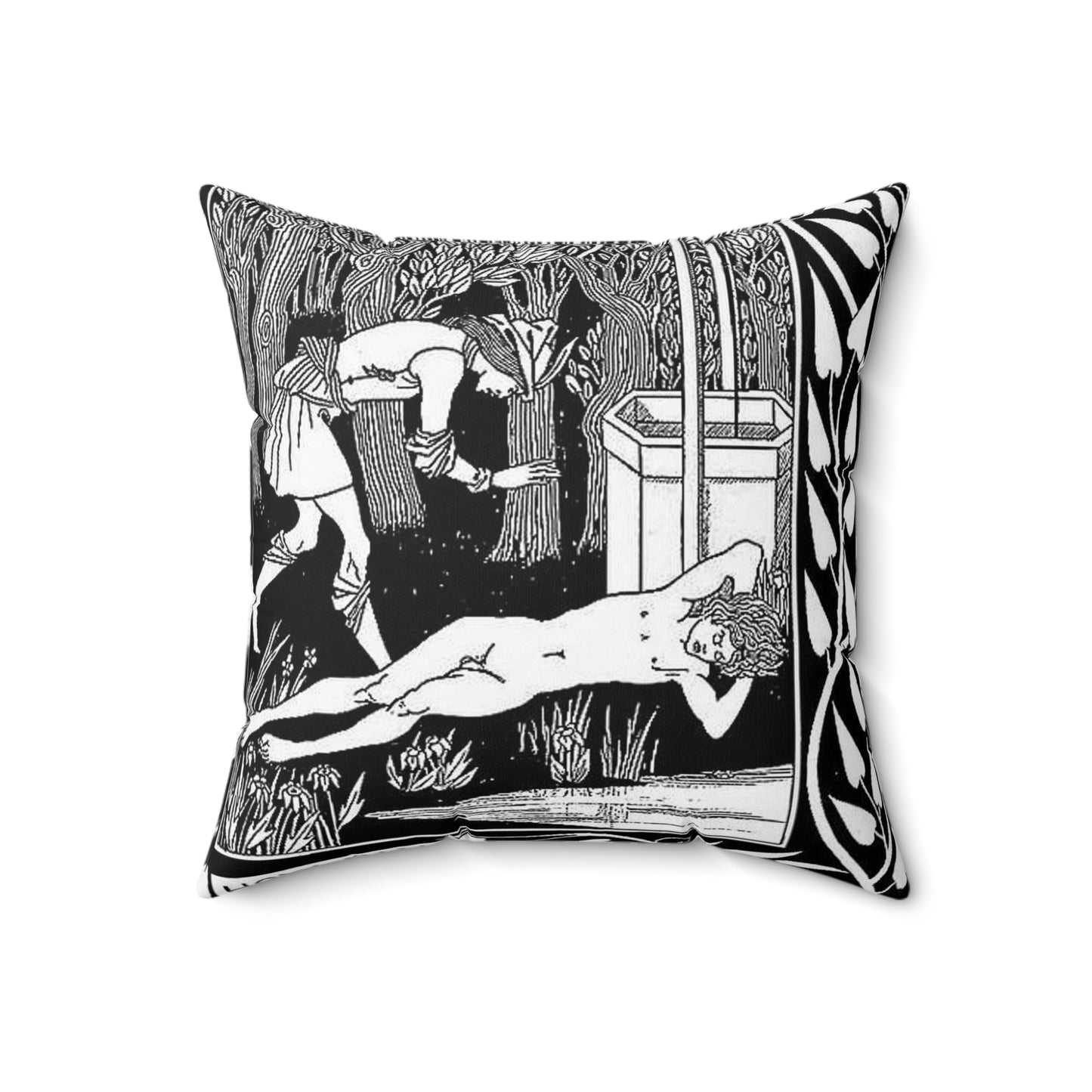 Aubrey Beardsley - How King Marke found Sir Tristram Decorative Accent Square Pillow