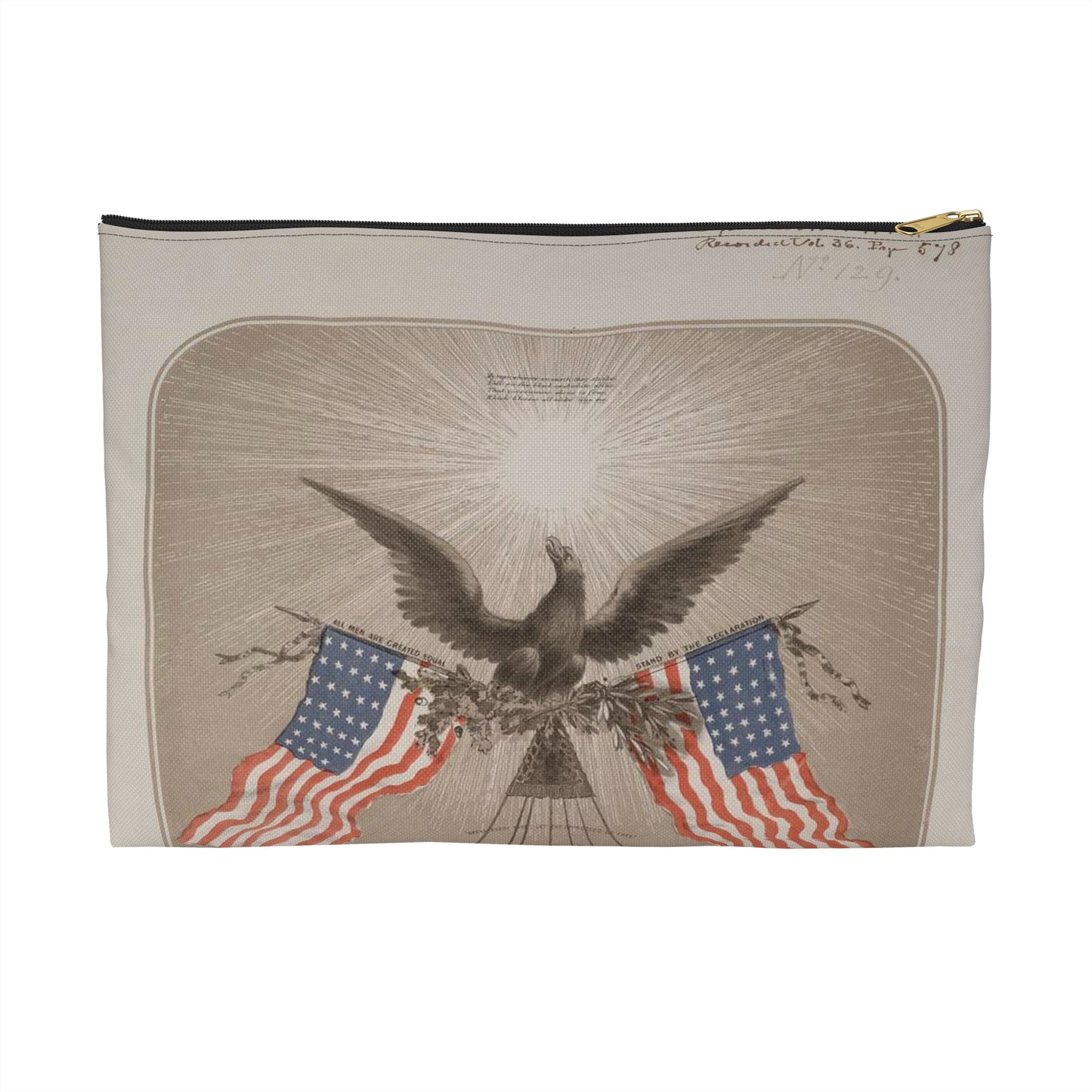 The American Declaration of Independence illustrated / Fabronious ; designed by R. Thayer ; L. Prang & Co. Lith., Boston. Large Organizer Pouch with Black Zipper
