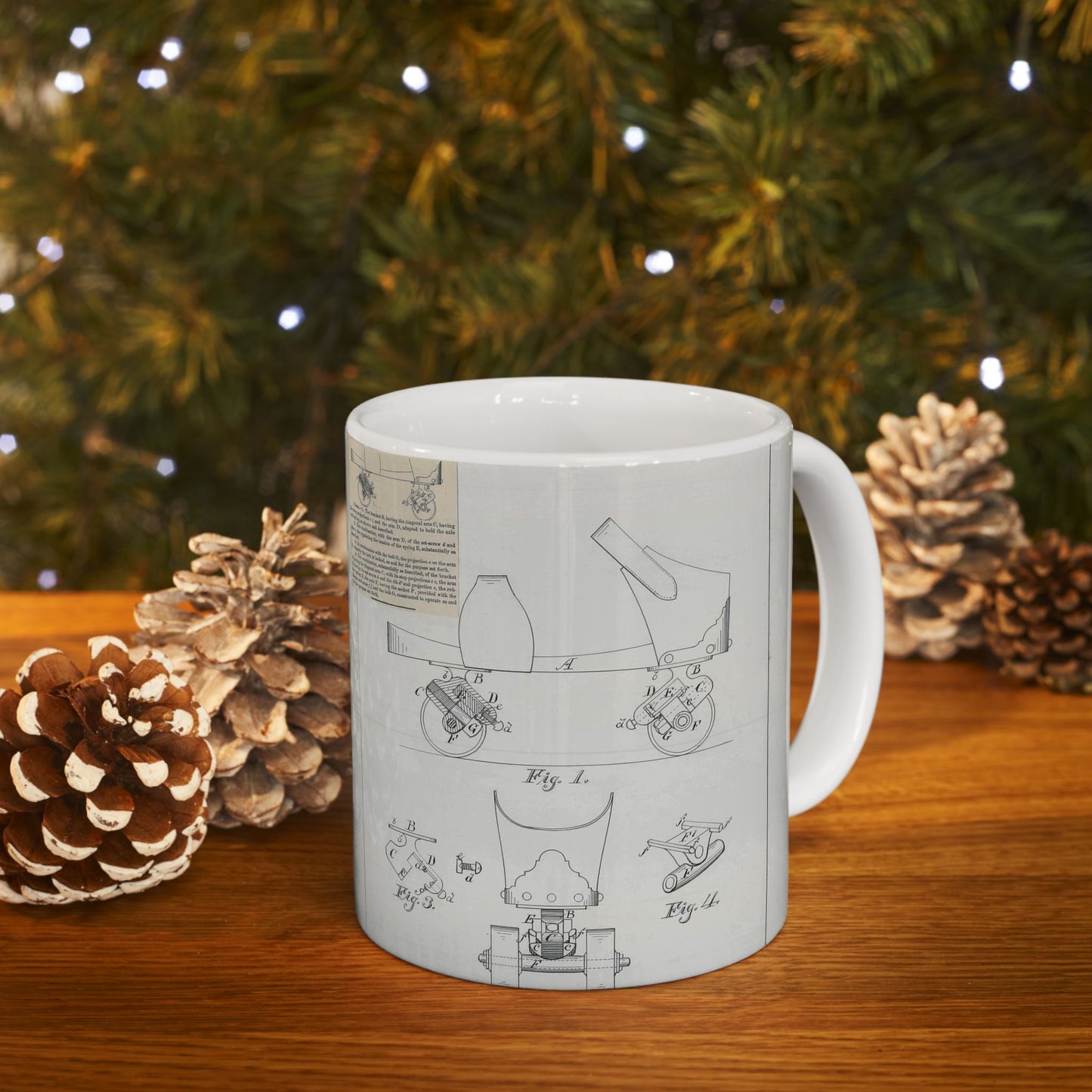 Patent drawing - for F. A. Combes' Roller Skate Public domain image Beautiful Novelty Ceramic Coffee Mug 11oz