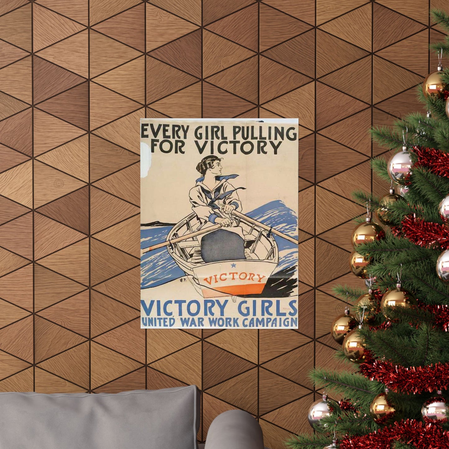 Every Girl Pulling for Victory, Victory Girls United War Work Campaign High Quality Matte Wall Art Poster for Home, Office, Classroom