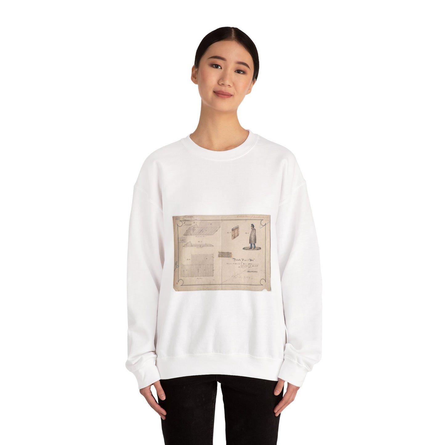 Patent drawing - Drawing of Portable Tent and Abri Public domain image White Heavy Blend Adult Crew Neck SweatShirt