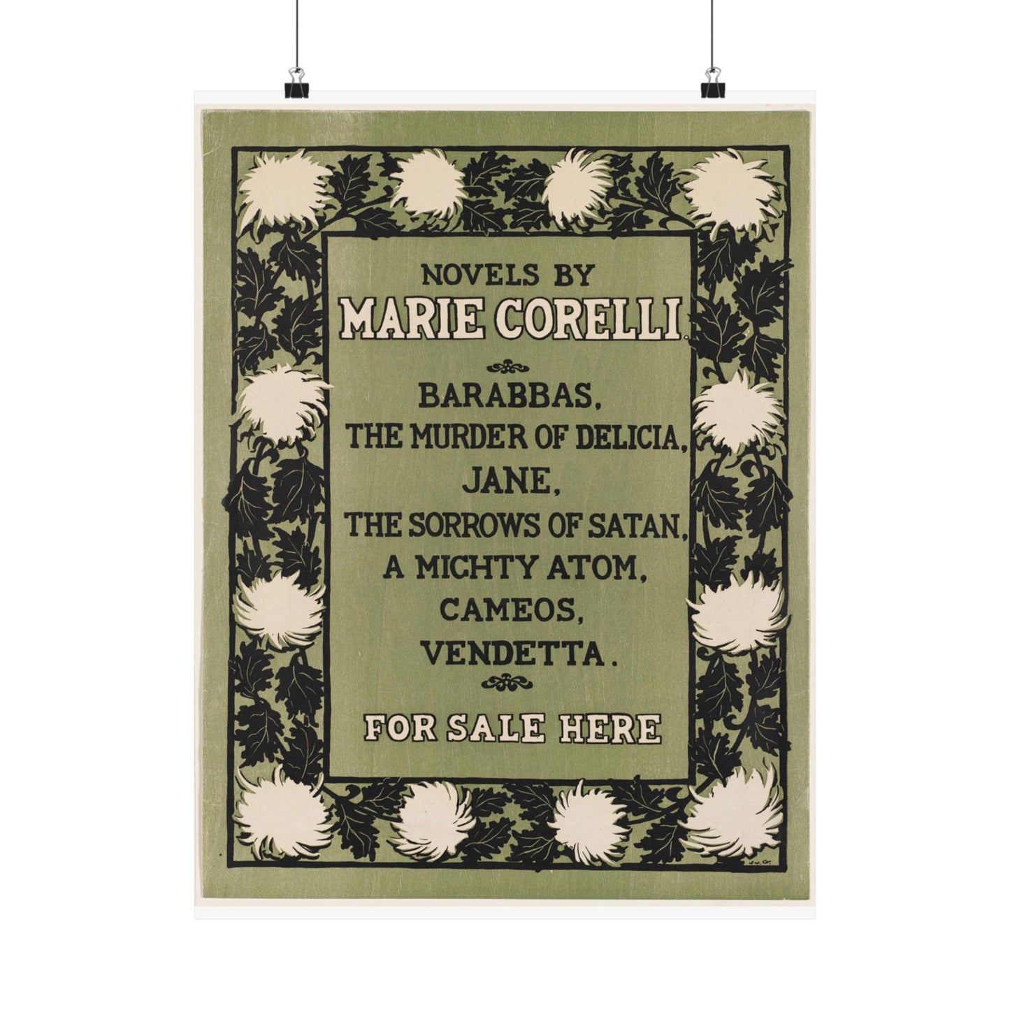 Novels by Marie Corelli, Art Nouveau poster High Quality Matte Wall Art Poster for Home, Office, Classroom