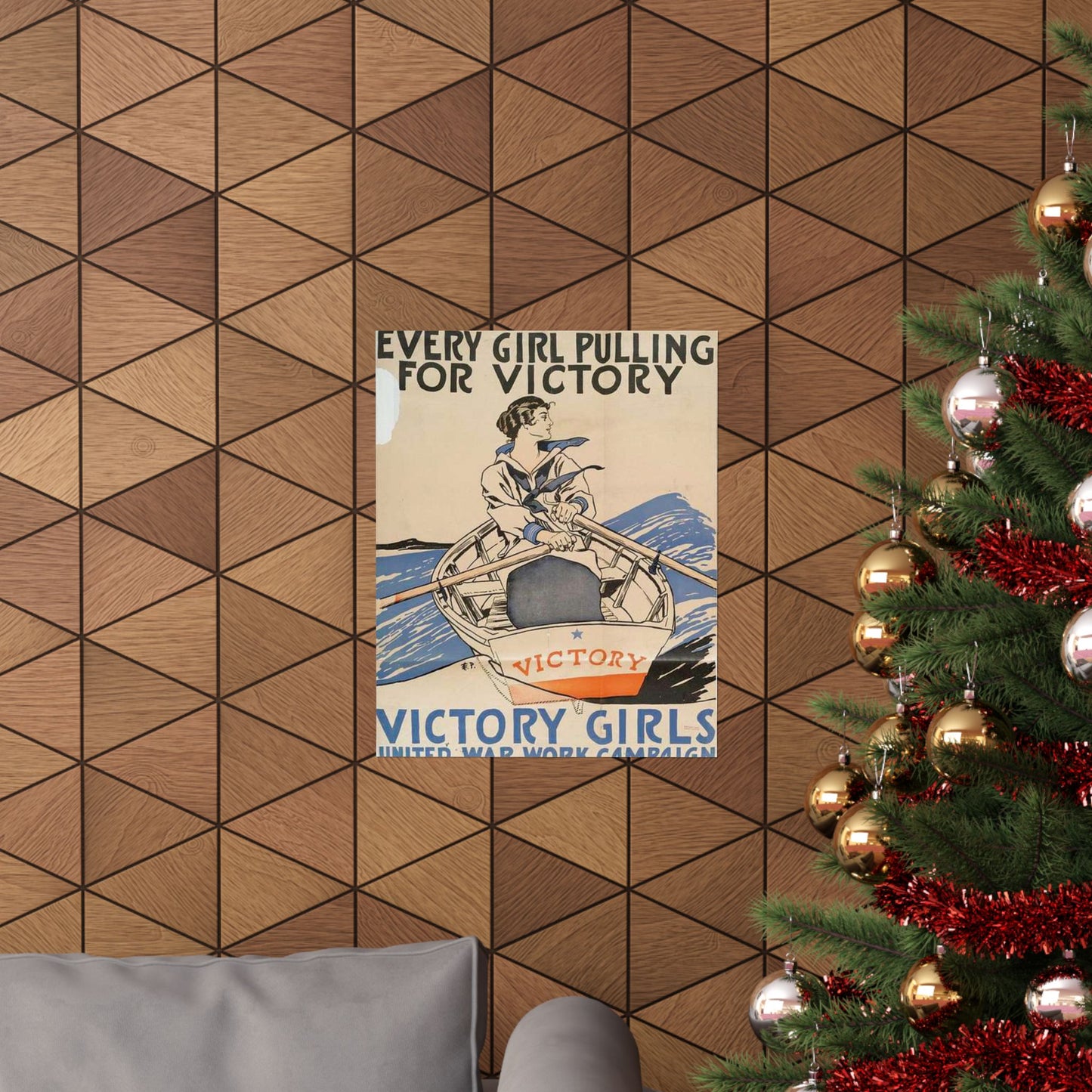 Every Girl Pulling for Victory, Victory Girls United War Work Campaign High Quality Matte Wall Art Poster for Home, Office, Classroom