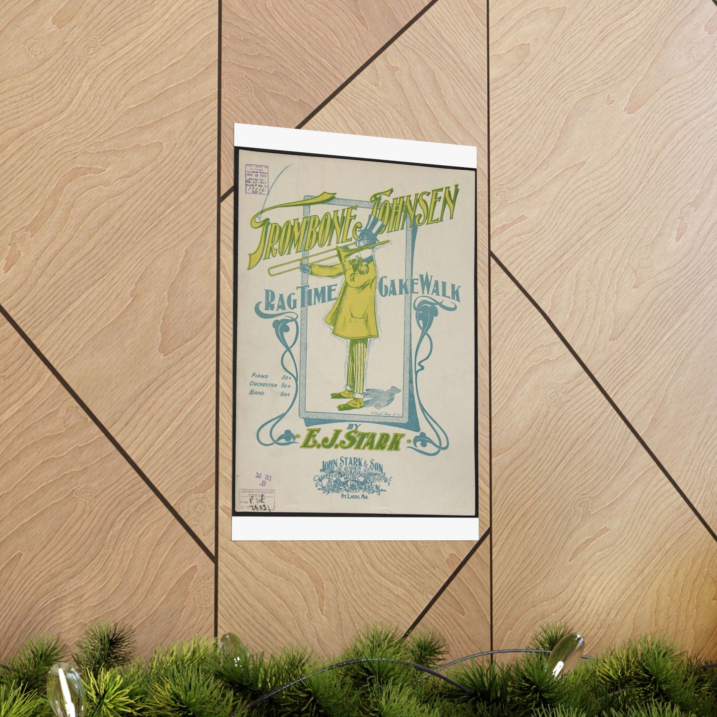 Trombone Johnsen, a Ragtime cake walk - Ragtime music High Quality Matte Wall Art Poster for Home, Office, Classroom