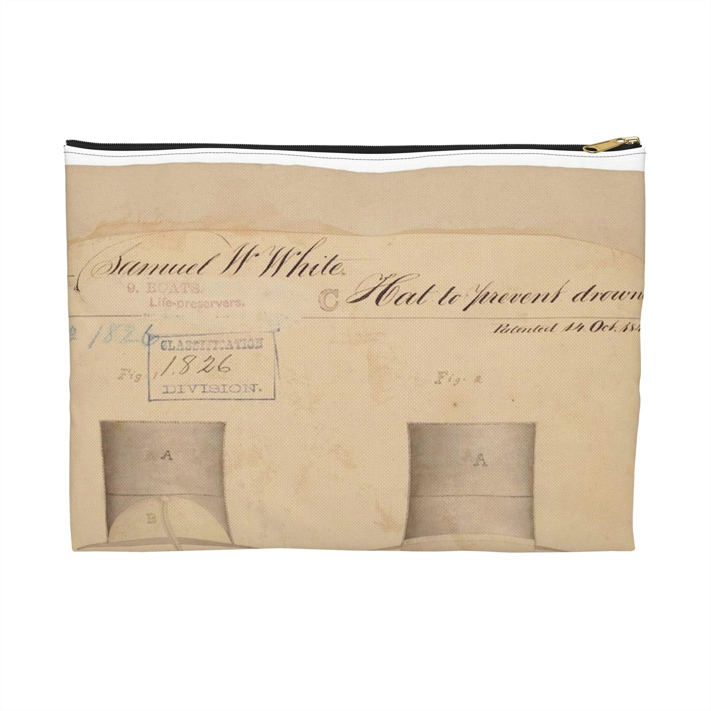 Patent drawing - Drawing of Hat to Prevent Drowning Public domain image Large Organizer Pouch with Black Zipper
