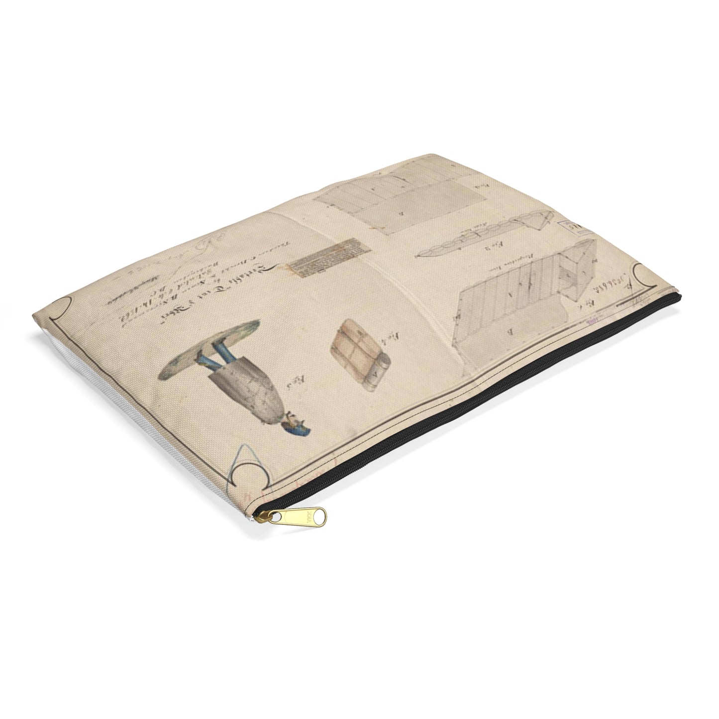 Patent drawing - Drawing of Portable Tent and Abri Public domain image Large Organizer Pouch with Black Zipper