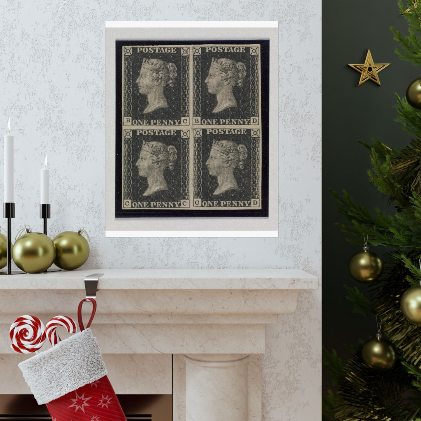 "Penny Black" postage stamps - postal stamp High Quality Matte Wall Art Poster for Home, Office, Classroom