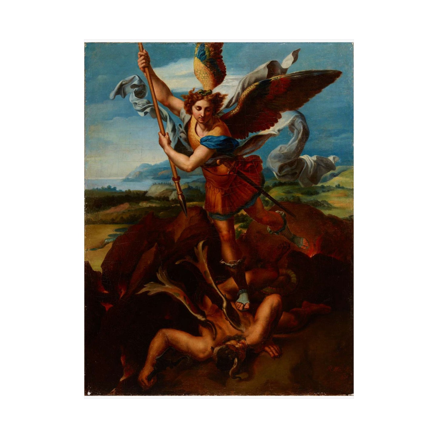 Hadziewicz, Rafał (1803-1886) - Saint Michael the Archangel Vanquishing Satan - MNK XII-A-24 - National Museum Kraków High Quality Matte Wall Art Poster for Home, Office, Classroom