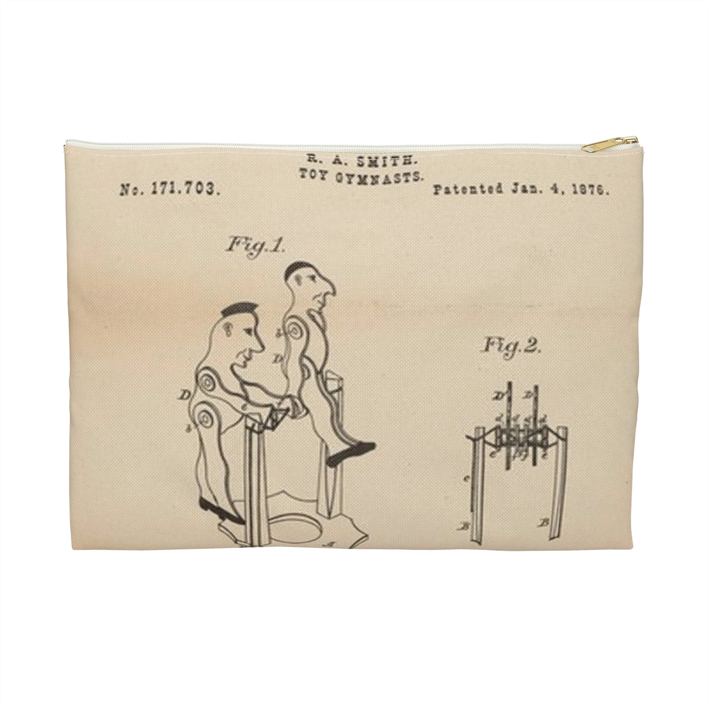 Patent drawing - for a Toy Gymnast Public domain image Large Organizer Pouch with Black Zipper