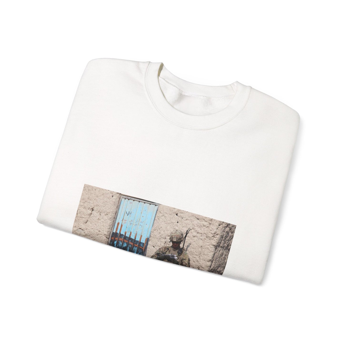 U.S. Army Sgt. Keith Keller, a combat engineer assigned White Heavy Blend Adult Crew Neck SweatShirt
