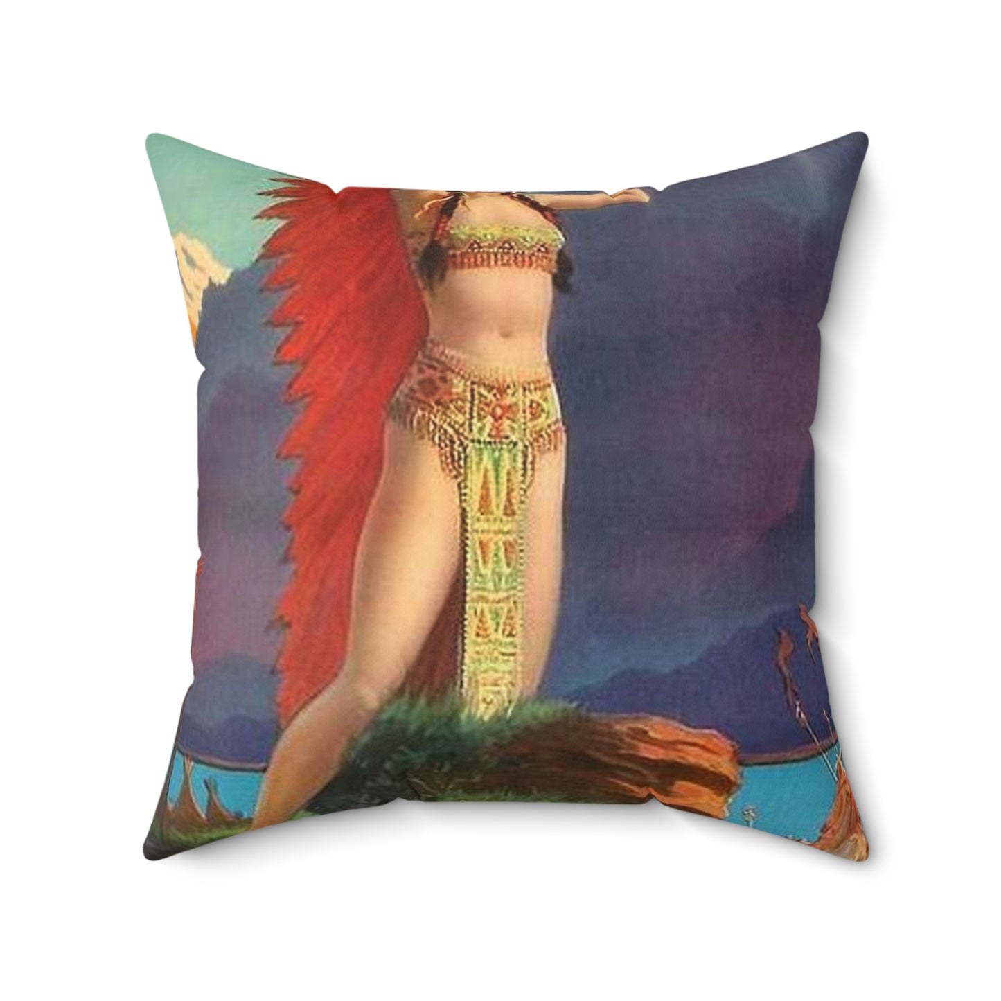 Queen of the Mountain Tribes calendar unused, painting by Edward Mason Eggleston Decorative Accent Square Pillow