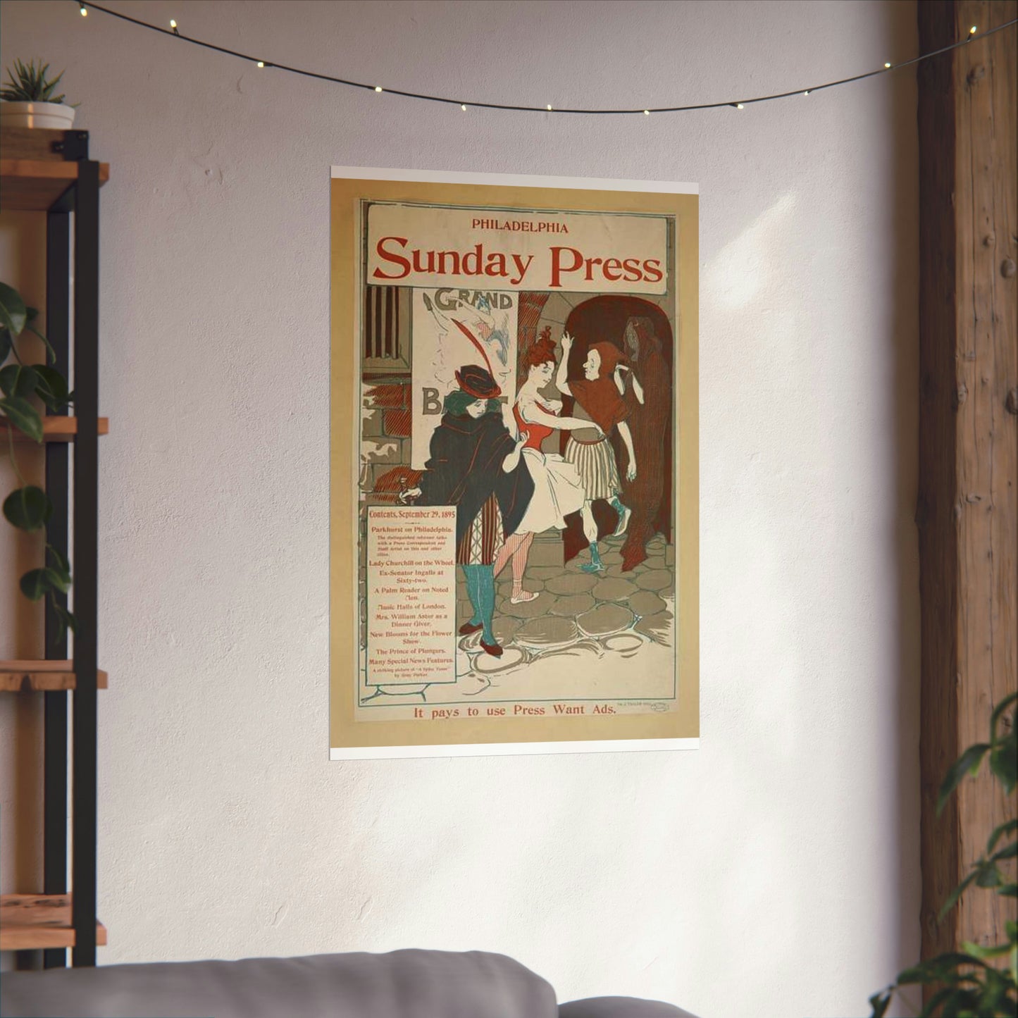 Philadelphia Sunday press. September 29, 1895. High Quality Matte Wall Art Poster for Home, Office, Classroom
