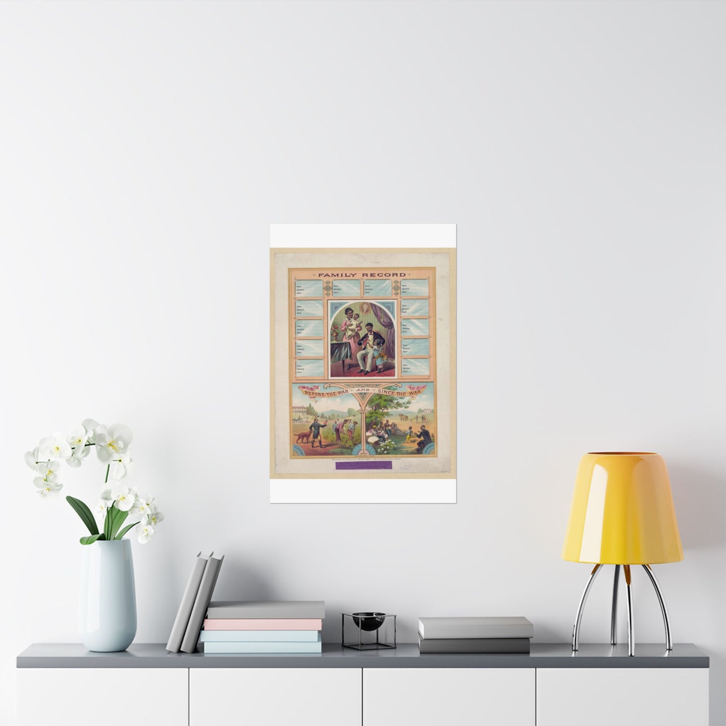 Family record. Before the war and since the war / Krebs Lithographing Company, Cincinnati. High Quality Matte Wall Art Poster for Home, Office, Classroom