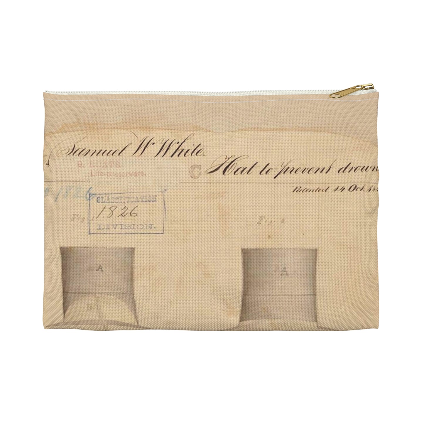 Patent drawing - Drawing of Hat to Prevent Drowning Public domain image Large Organizer Pouch with Black Zipper