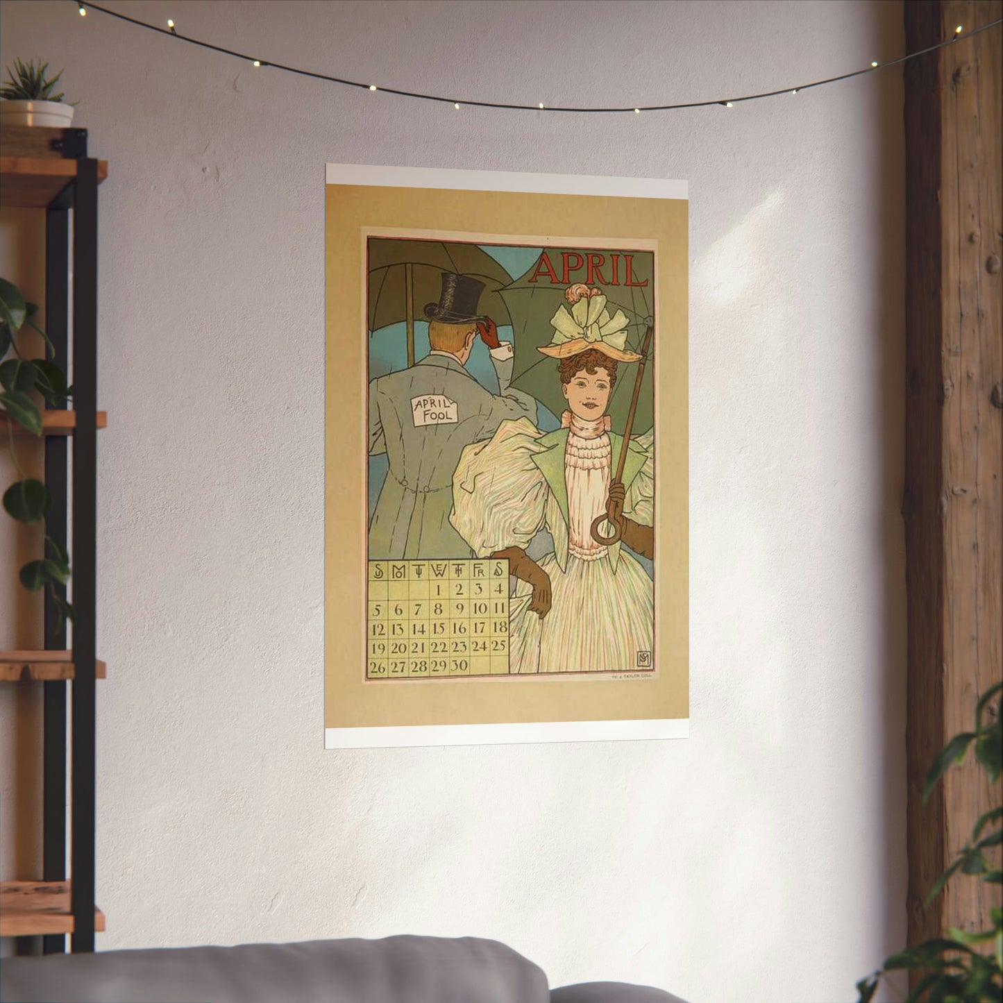 April, Art Nouveau Poster - Art nouveau public domain poster High Quality Matte Wall Art Poster for Home, Office, Classroom