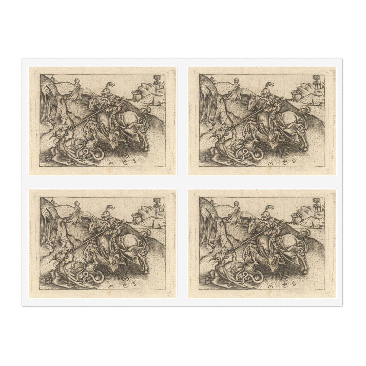 Israhel van Meckenem the Younger - St. George, Martin Schongauer, German Laminated UV Protective Vinyl Stickers