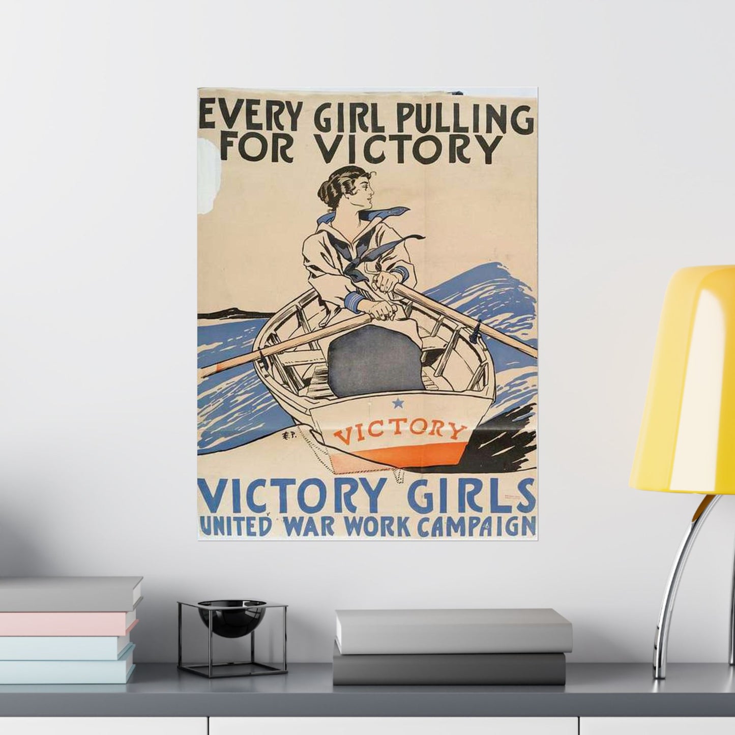 Every Girl Pulling for Victory, Victory Girls United War Work Campaign High Quality Matte Wall Art Poster for Home, Office, Classroom