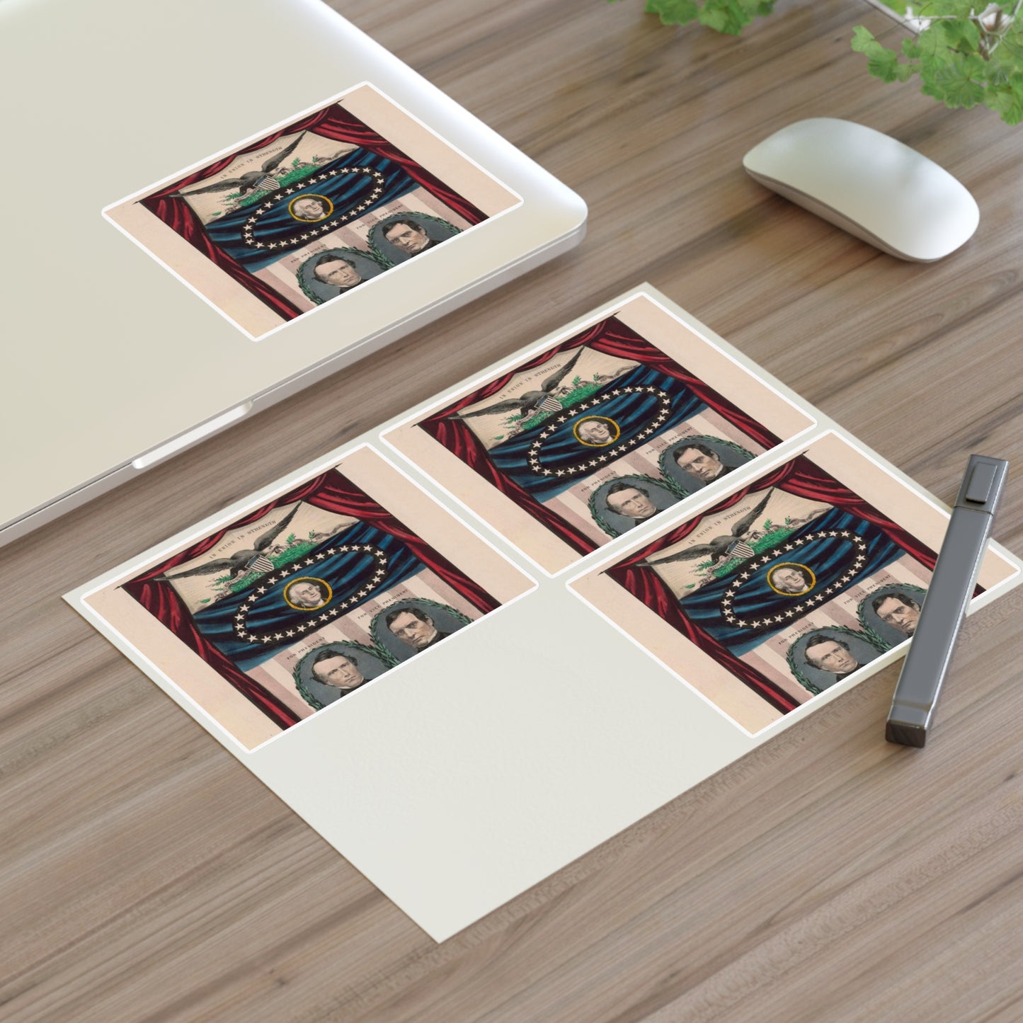 Grand, national, democratic banner - press onward - portraits from daguerreotype / lith. & pub. by N. Currier. Laminated UV Protective Vinyl Stickers