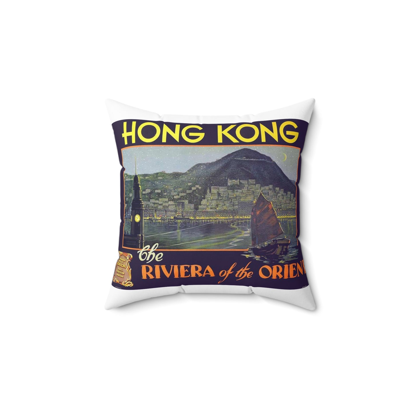 Hong Kong – Riviera of the Orient, c. 1930 Decorative Accent Square Pillow