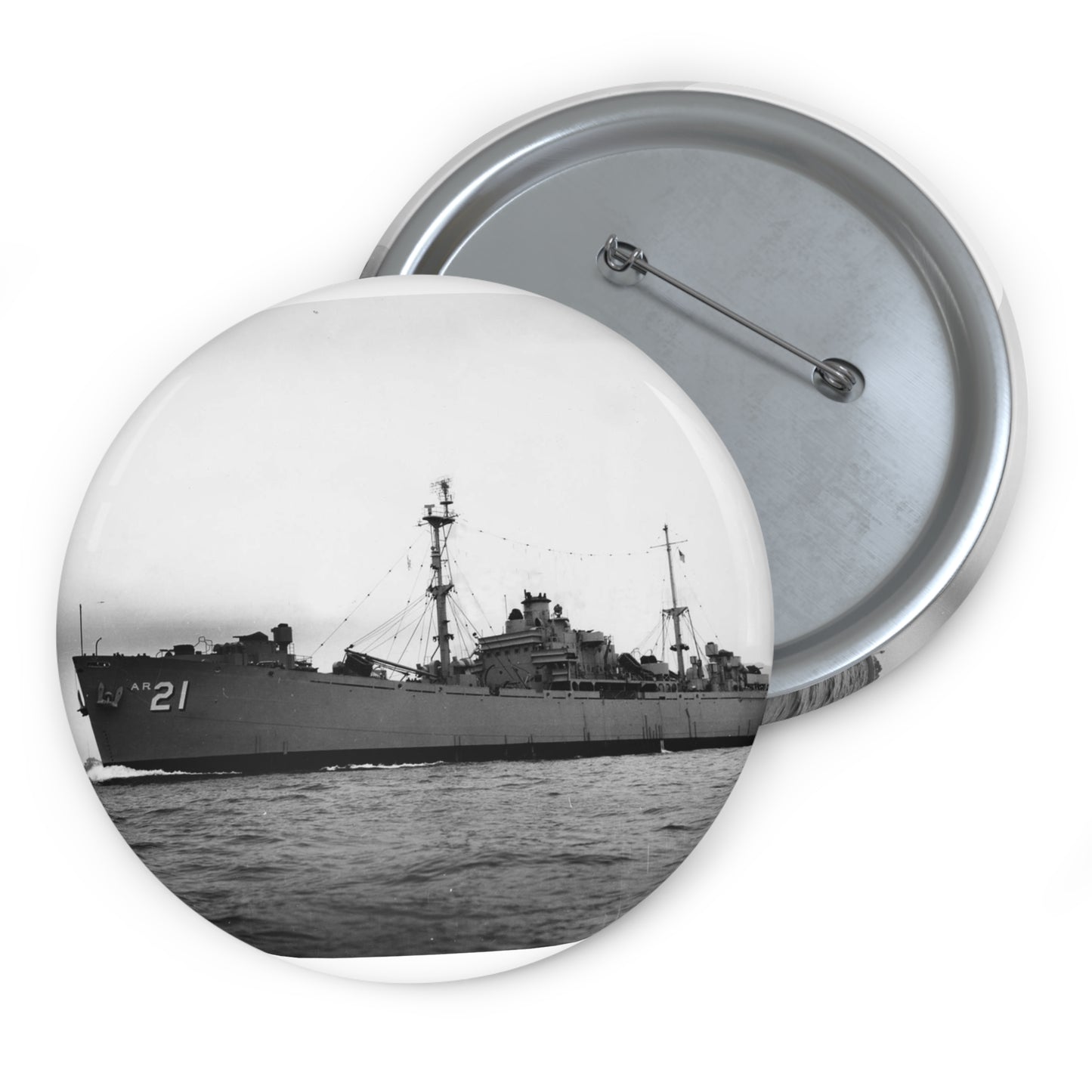 USS Dionysus (AR-21) underway, circa 1952-1955 (USN 1045360) Pin Buttons with Crisp Design