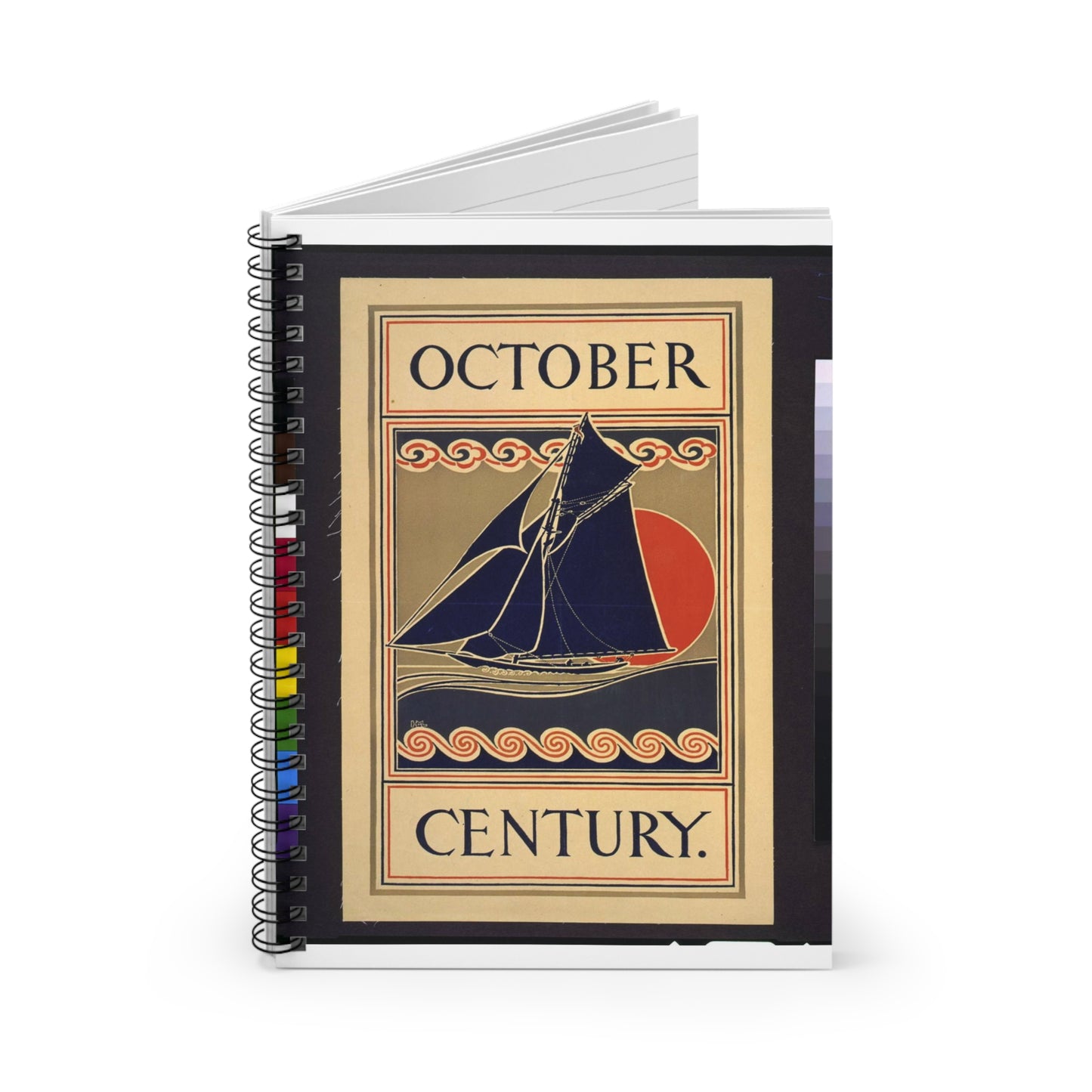 October Century / HML. - Art nouveau public domain poster Spiral Bound Ruled Notebook with Printed Cover
