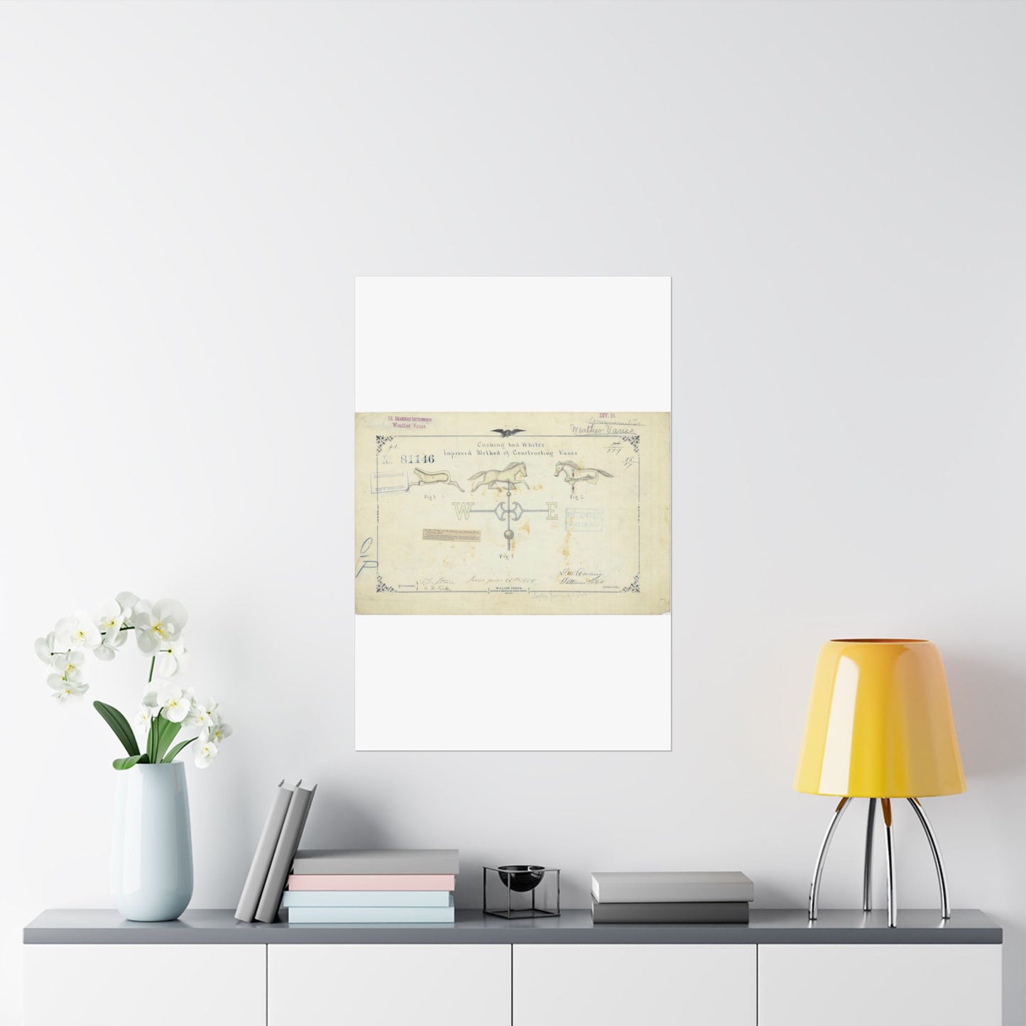 Patent drawing - Drawing of an Improved Method of Constructing Vanes Public domain image High Quality Matte Wall Art Poster for Home, Office, Classroom