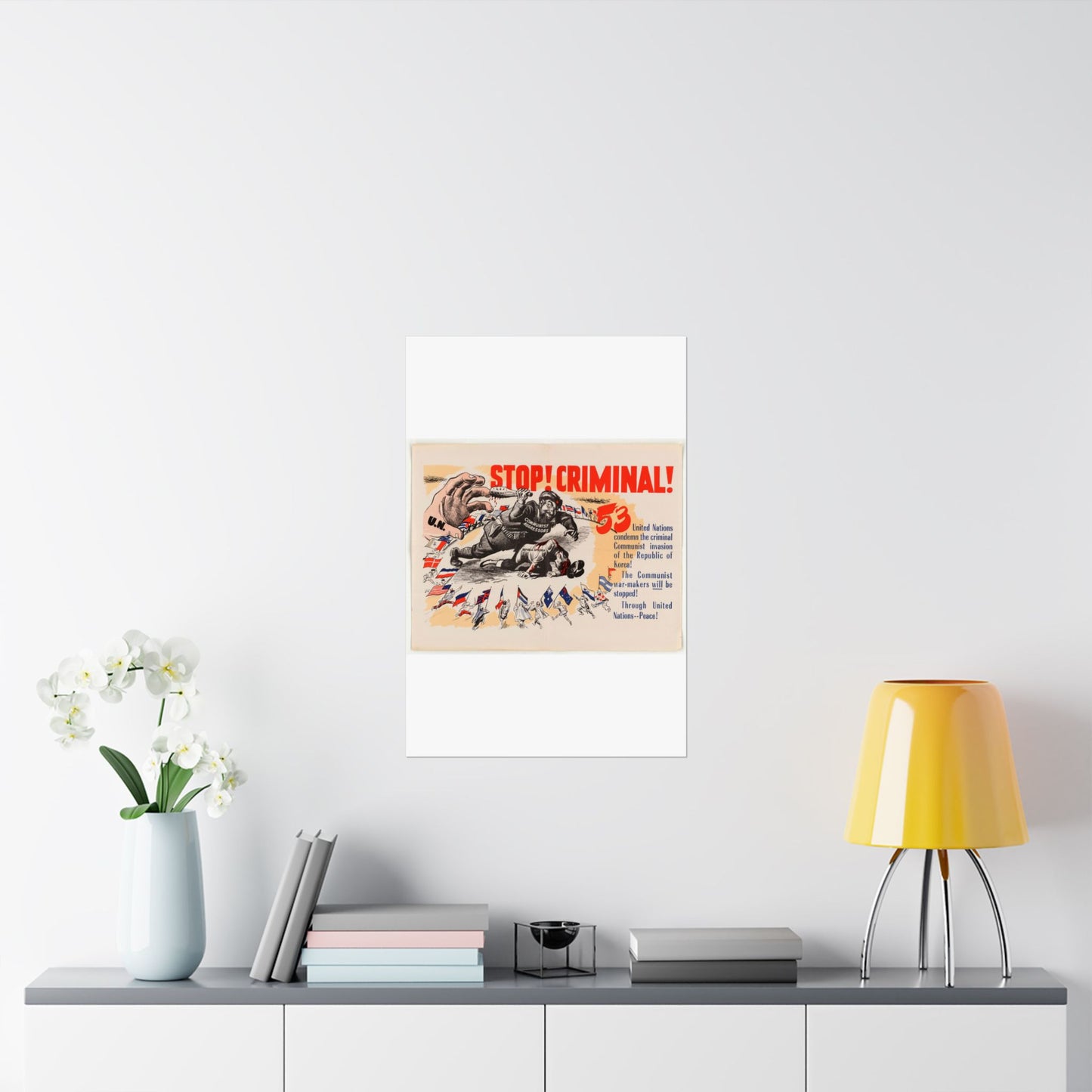 Stop Criminal!, Cold War American Propaganda poster High Quality Matte Wall Art Poster for Home, Office, Classroom
