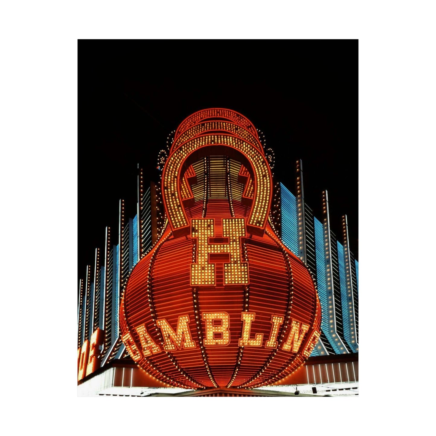 Neon sign at the Horseshoe Casino, Las Vegas, Nevada High Quality Matte Wall Art Poster for Home, Office, Classroom