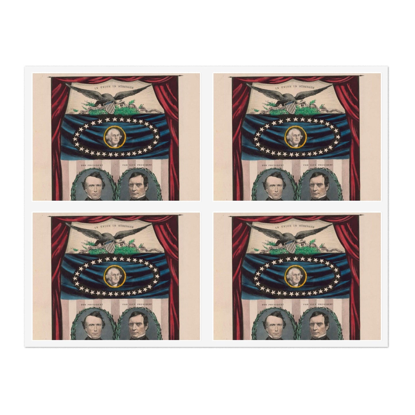 Grand, national, democratic banner - press onward - portraits from daguerreotype / lith. & pub. by N. Currier. Laminated UV Protective Vinyl Stickers