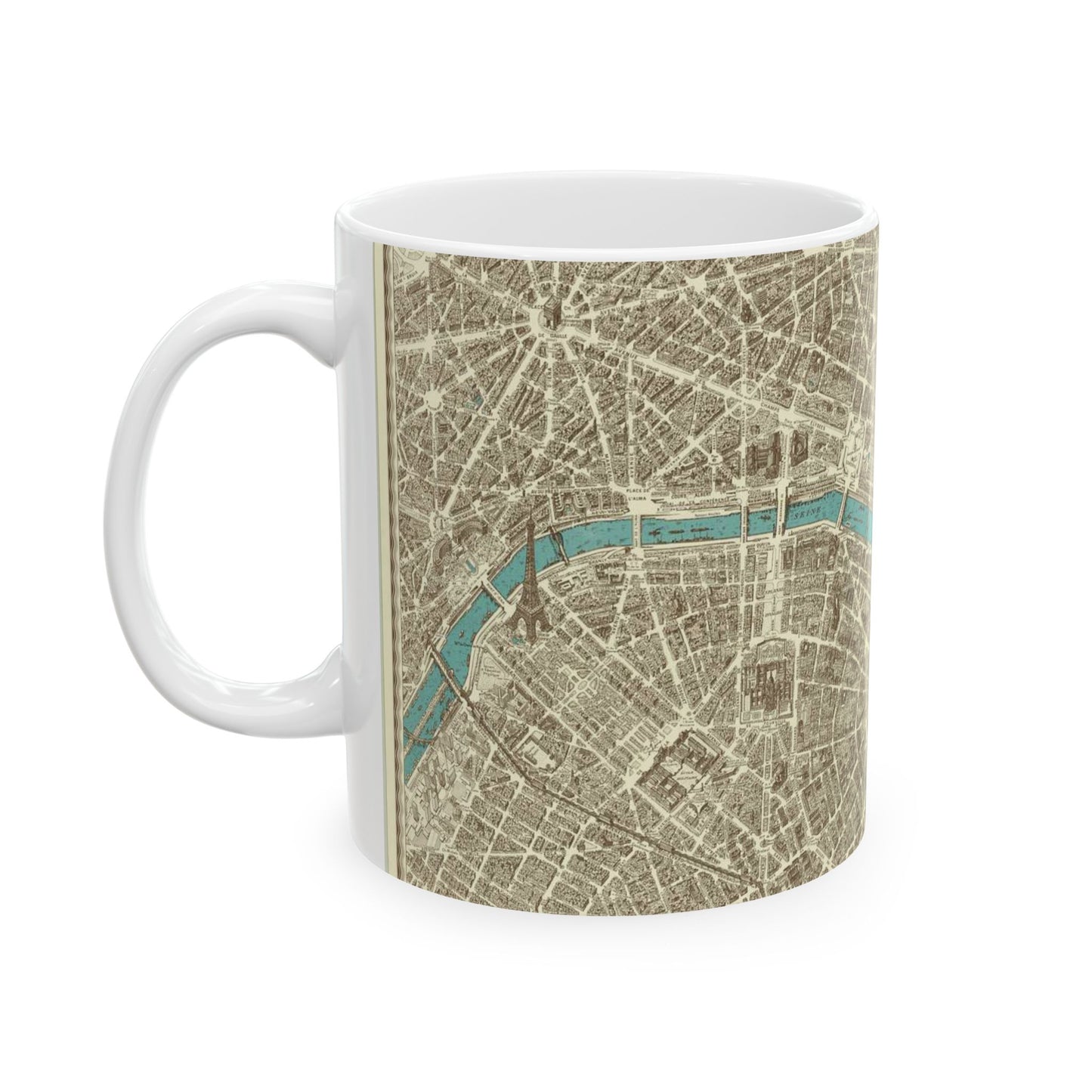 Plan du centre de Paris á vol d'oiseau by Georges Peltier - UWM Libraries Beautiful Novelty Ceramic Coffee Mug 11oz