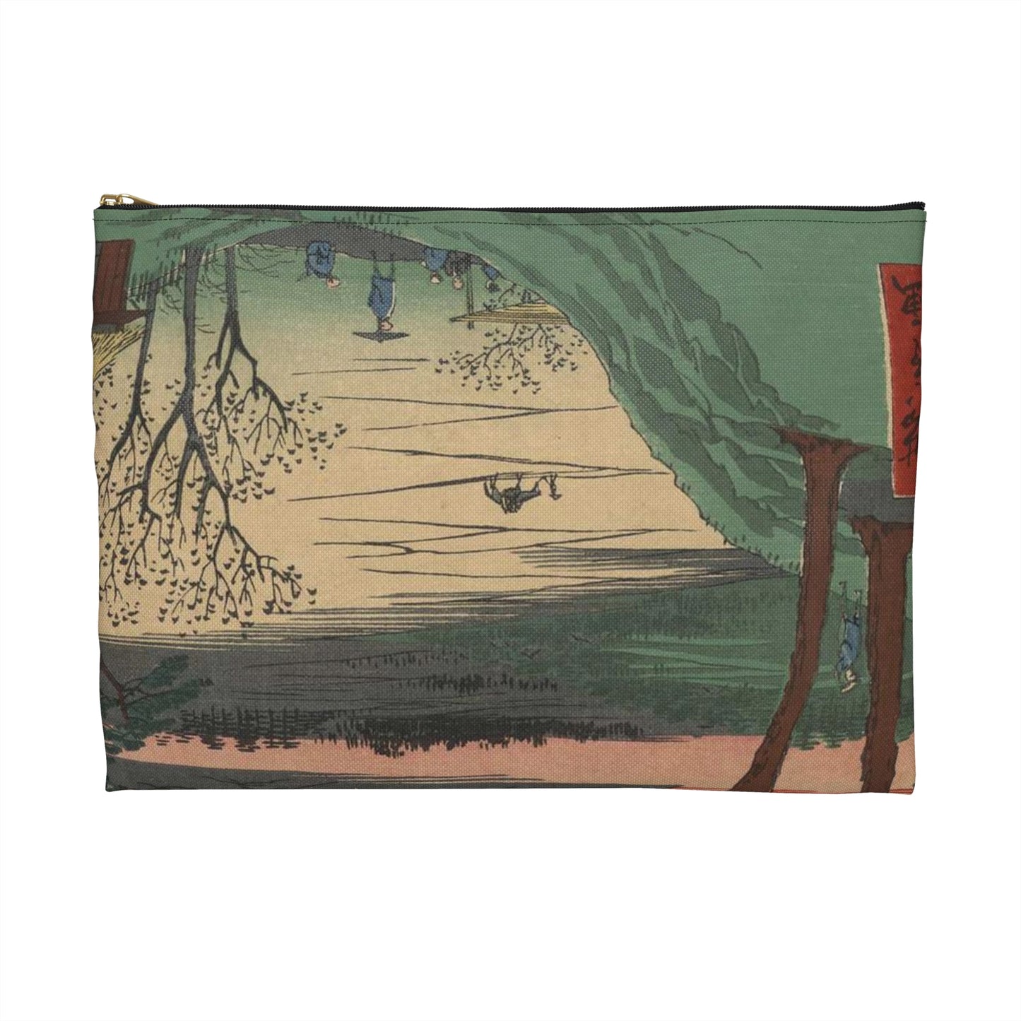 Gajō icchō, Ando Hiroshige - Public domain portrait drawing Large Organizer Pouch with Black Zipper