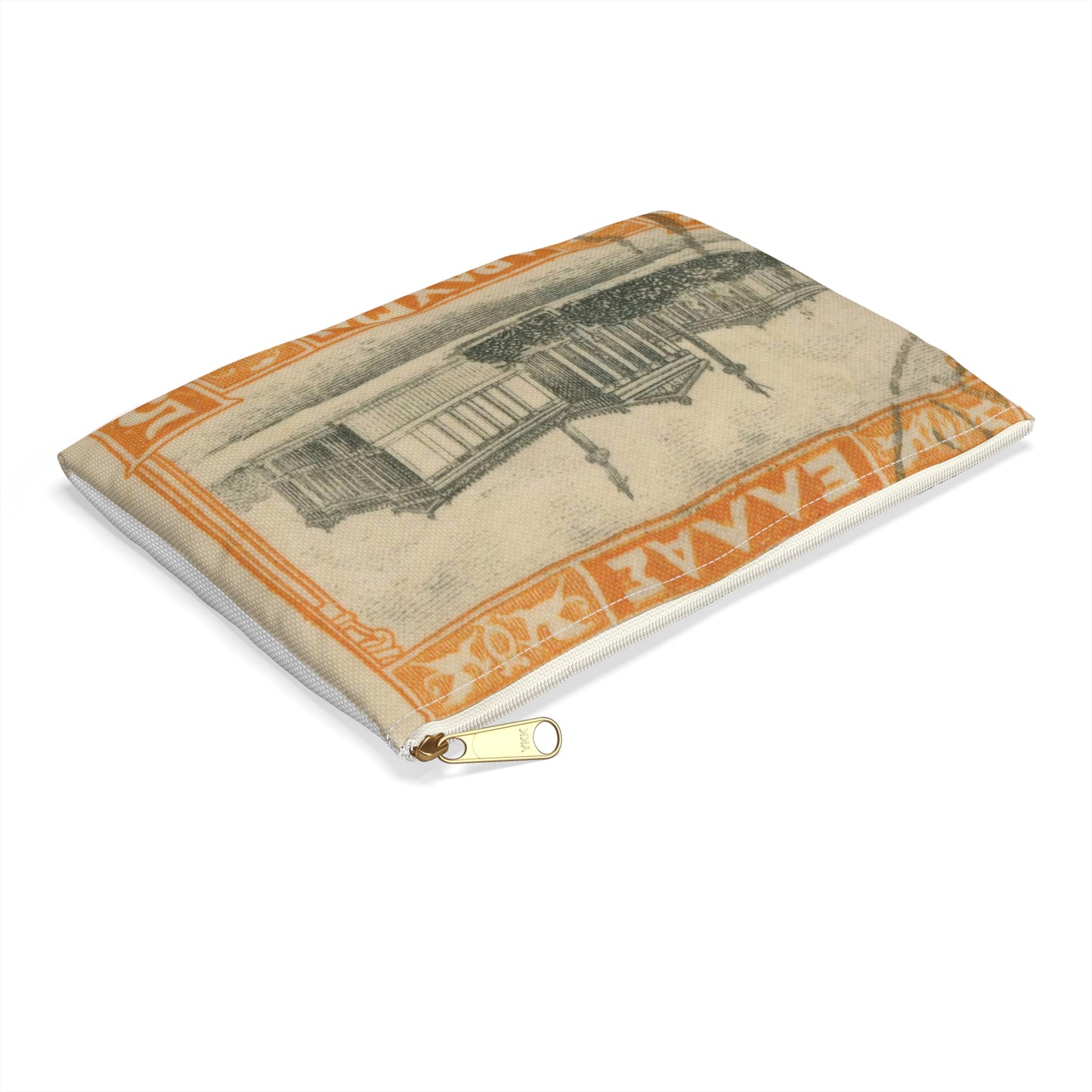 Frimärke ur Gösta Bodmans filatelistiska motivsamling, påbörjad 1950.Frimärke från Grekland, 1927. Motiv av Akademien i Athén. Large Organizer Pouch with Black Zipper