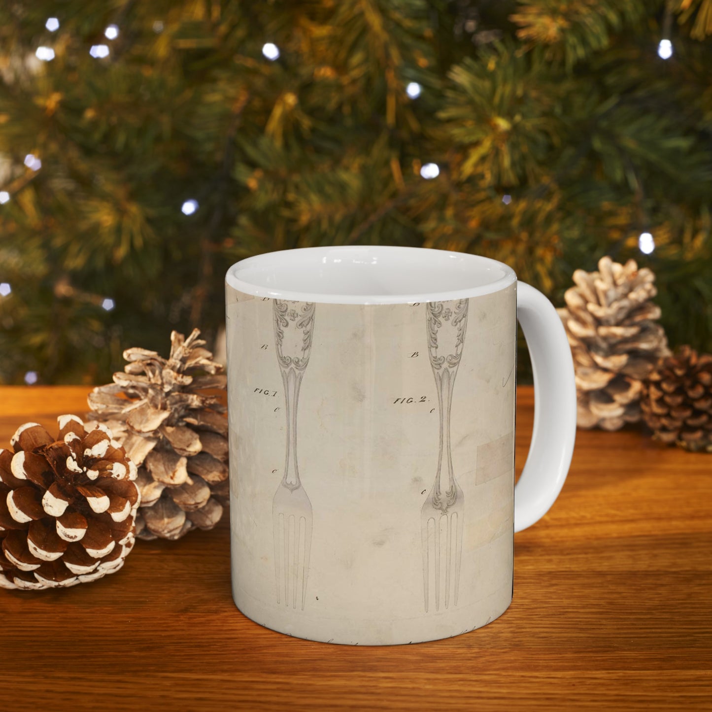 Patent drawing - Drawing of Design for Silver Forks Public domain image Beautiful Novelty Ceramic Coffee Mug 11oz