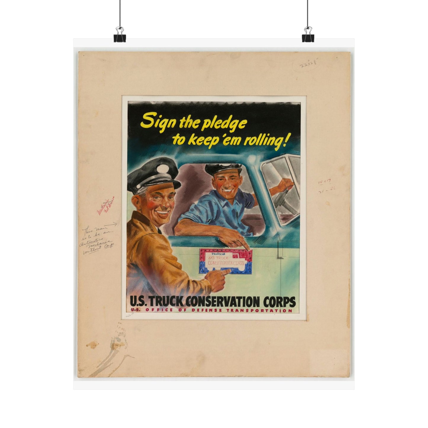 Sign the pledge to keep'em rolling! U.S. Truck Conservation Corps - U.S. Office of Defense Transportation High Quality Matte Wall Art Poster for Home, Office, Classroom