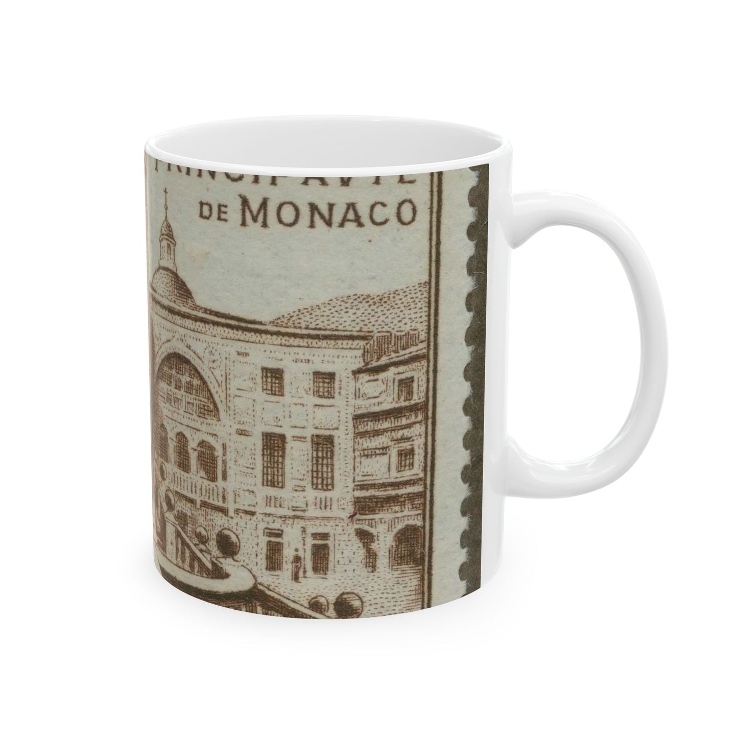 Frimärke ur Gösta Bodmans filatelistiska motivsamling, påbörjad 1950.Frimärke från Monaco, 1952. Motiv av "Herculesgalleriet. Beautiful Novelty Ceramic Coffee Mug 11oz