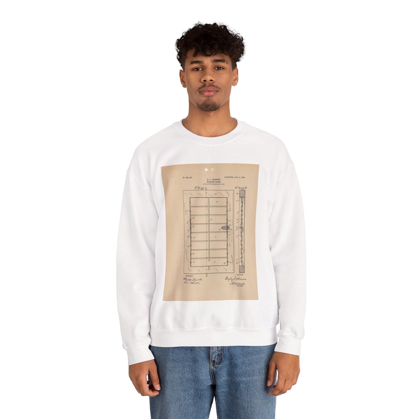 Patent Drawing of Engine - for a Window Blind Public domain image White Heavy Blend Adult Crew Neck SweatShirt