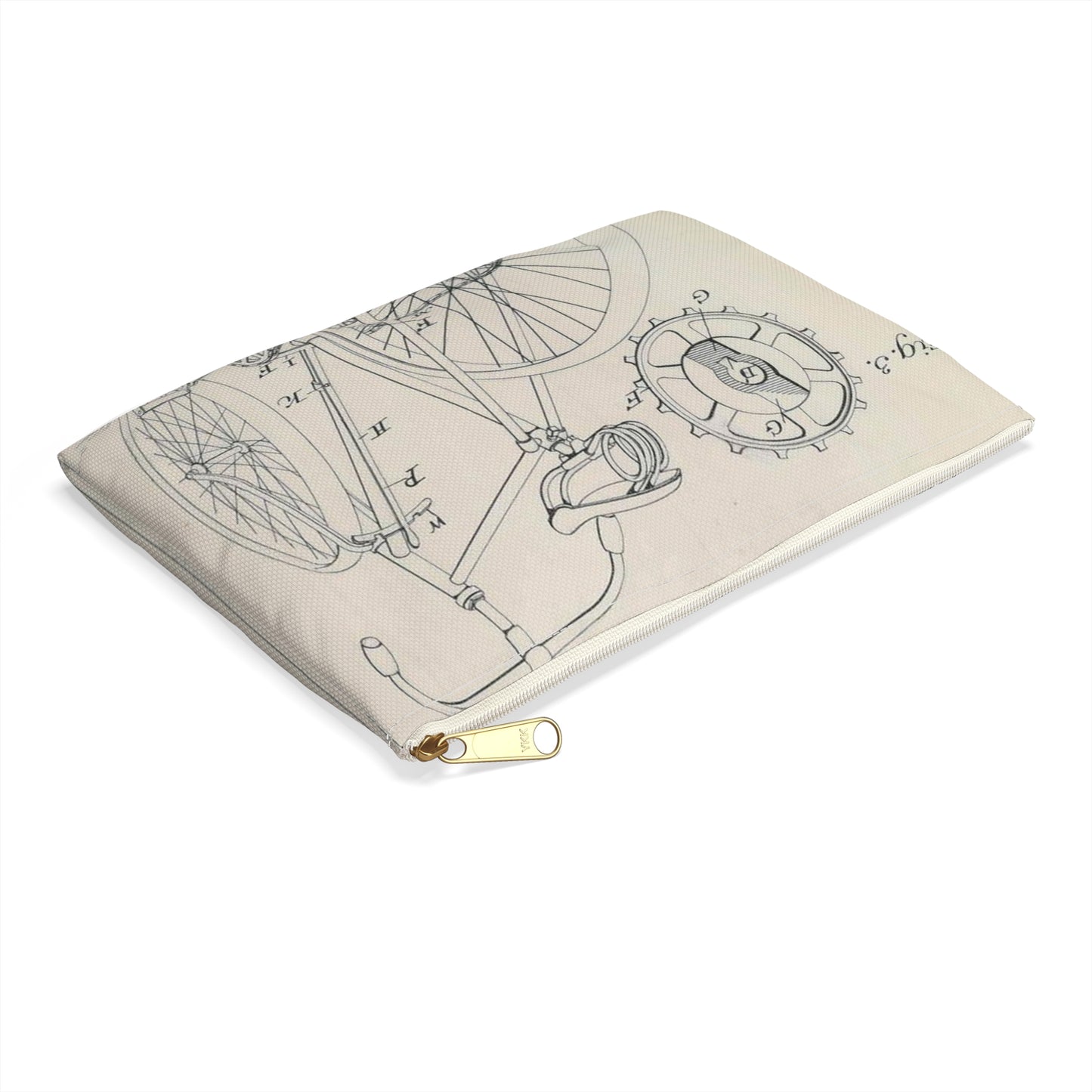Patent drawing - for J. J. Hentz' Bicycle Public domain image Large Organizer Pouch with Black Zipper